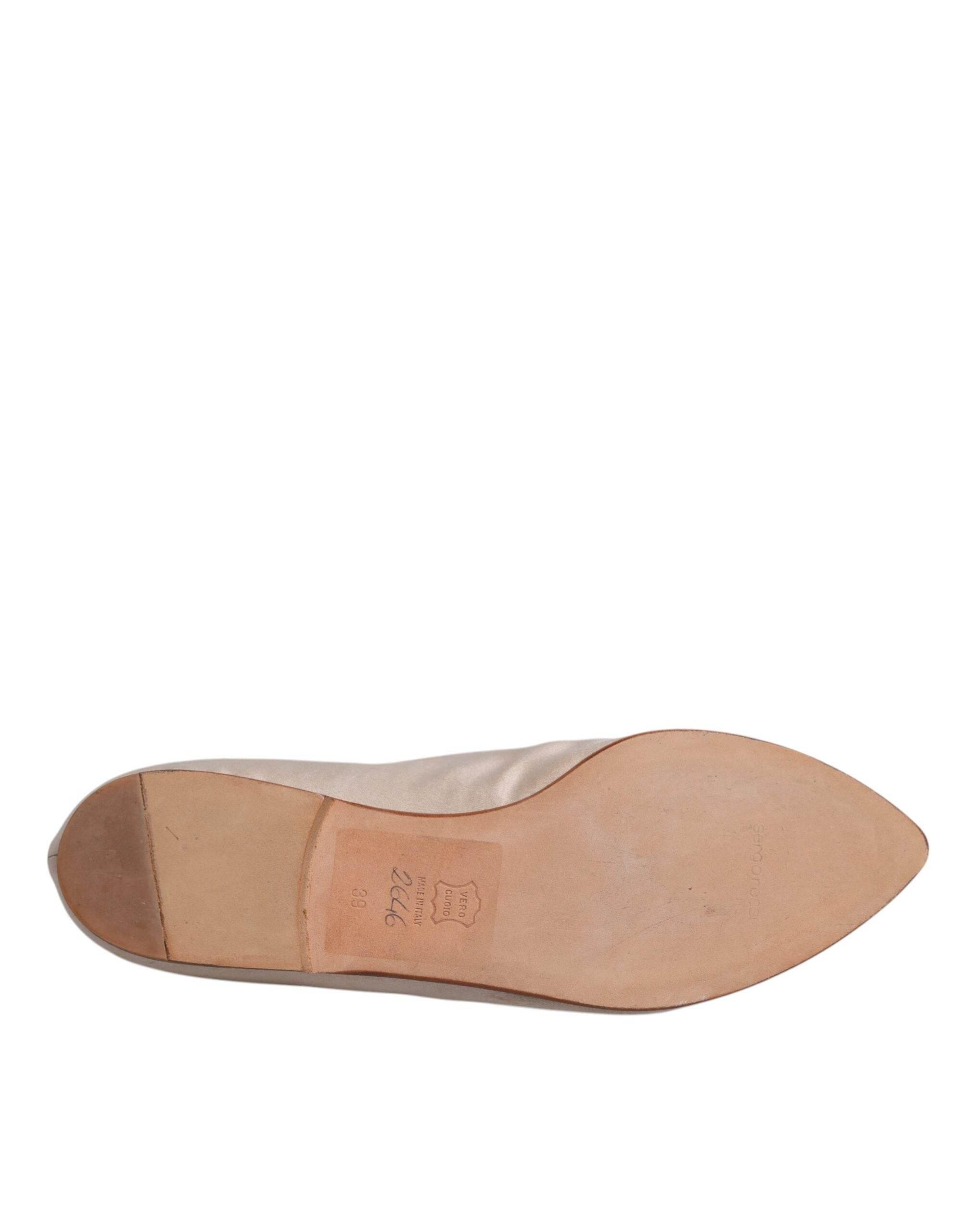 Dolce & Gabbana Beige Fabric Slip On Ballerina Flats Shoes - Hilstor