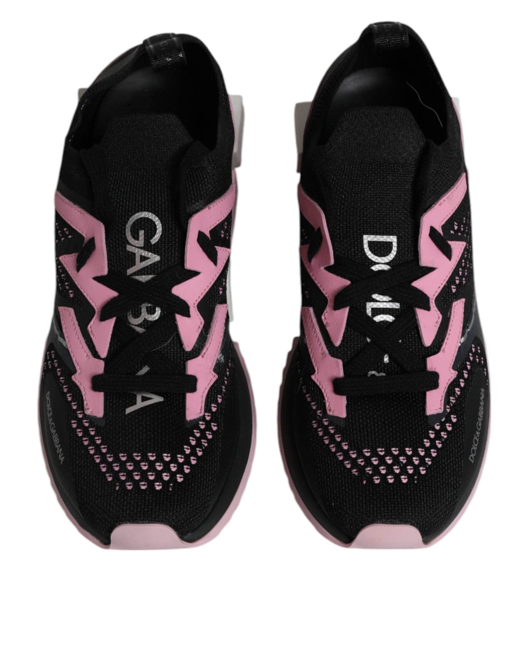 Dolce & Gabbana Black Pink SORRENTO Sport Stretch Sneakers Shoes - Hilstor