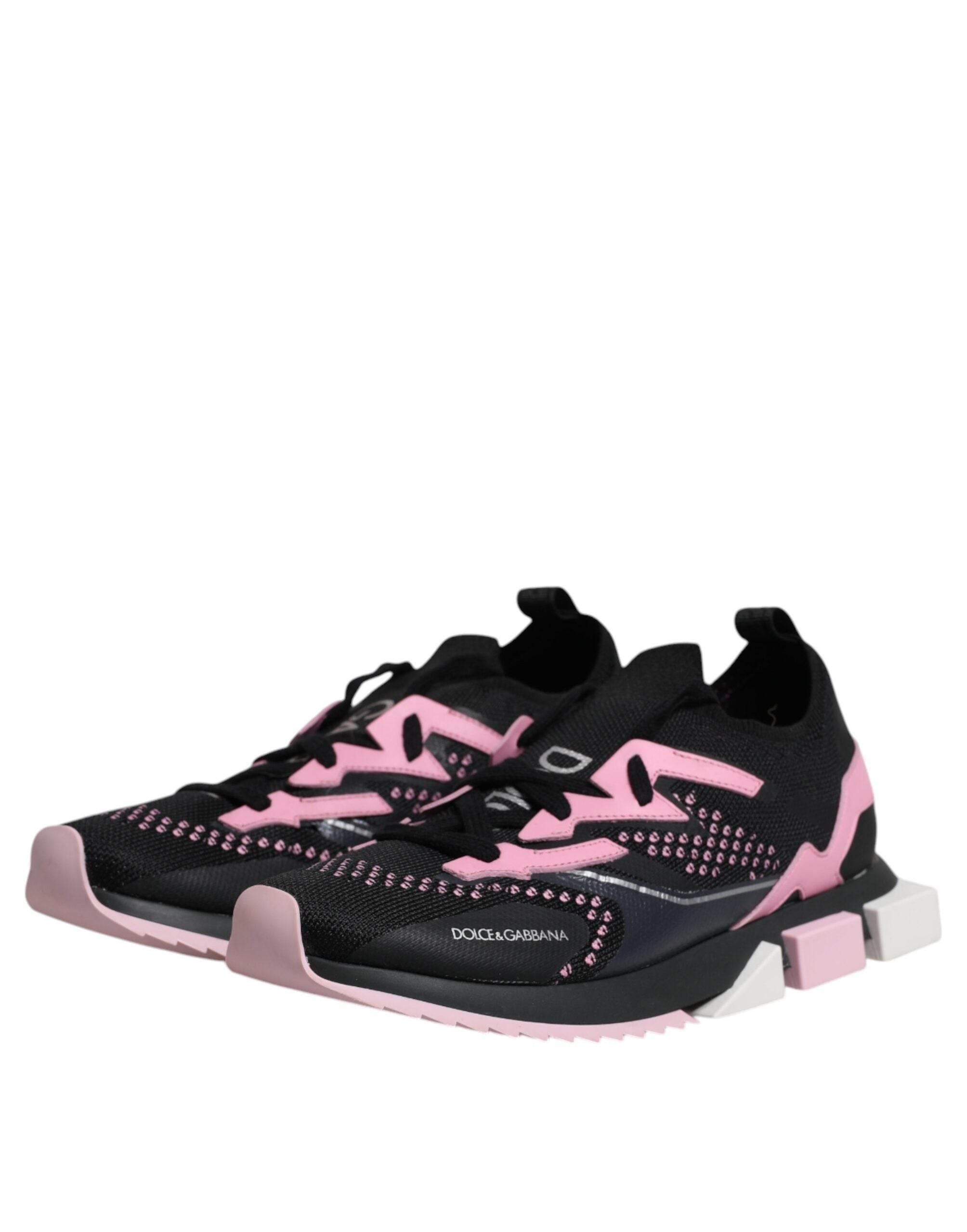 Dolce & Gabbana Black Pink SORRENTO Sport Stretch Sneakers Shoes - Hilstor