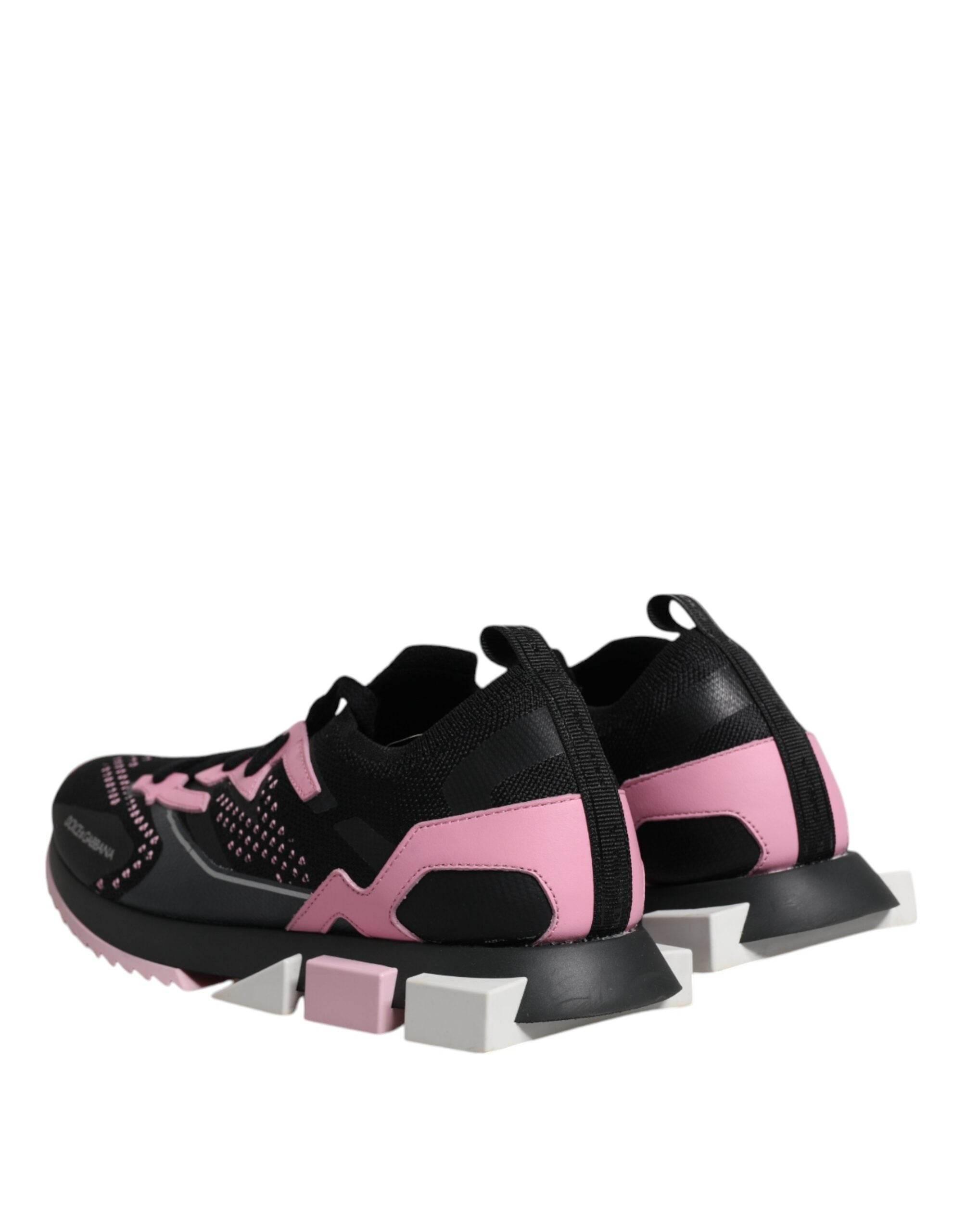 Dolce & Gabbana Black Pink SORRENTO Sport Stretch Sneakers Shoes - Hilstor