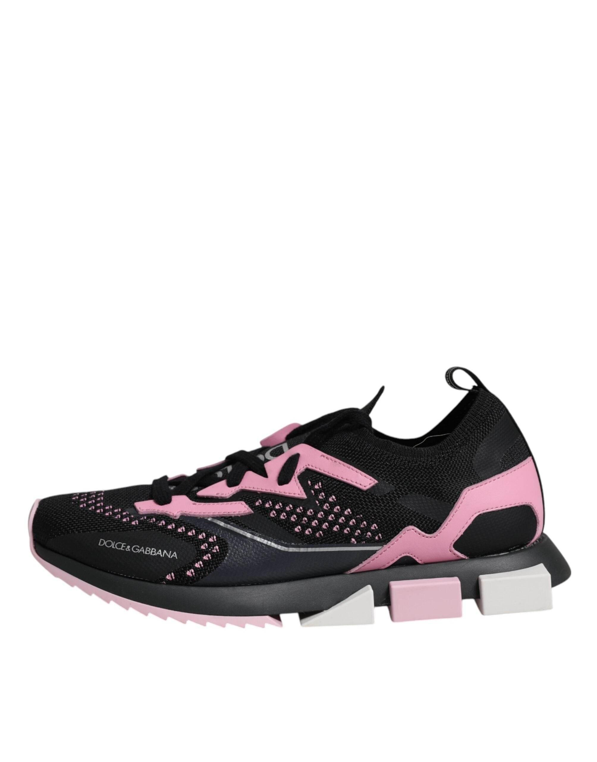 Dolce & Gabbana Black Pink SORRENTO Sport Stretch Sneakers Shoes - Hilstor