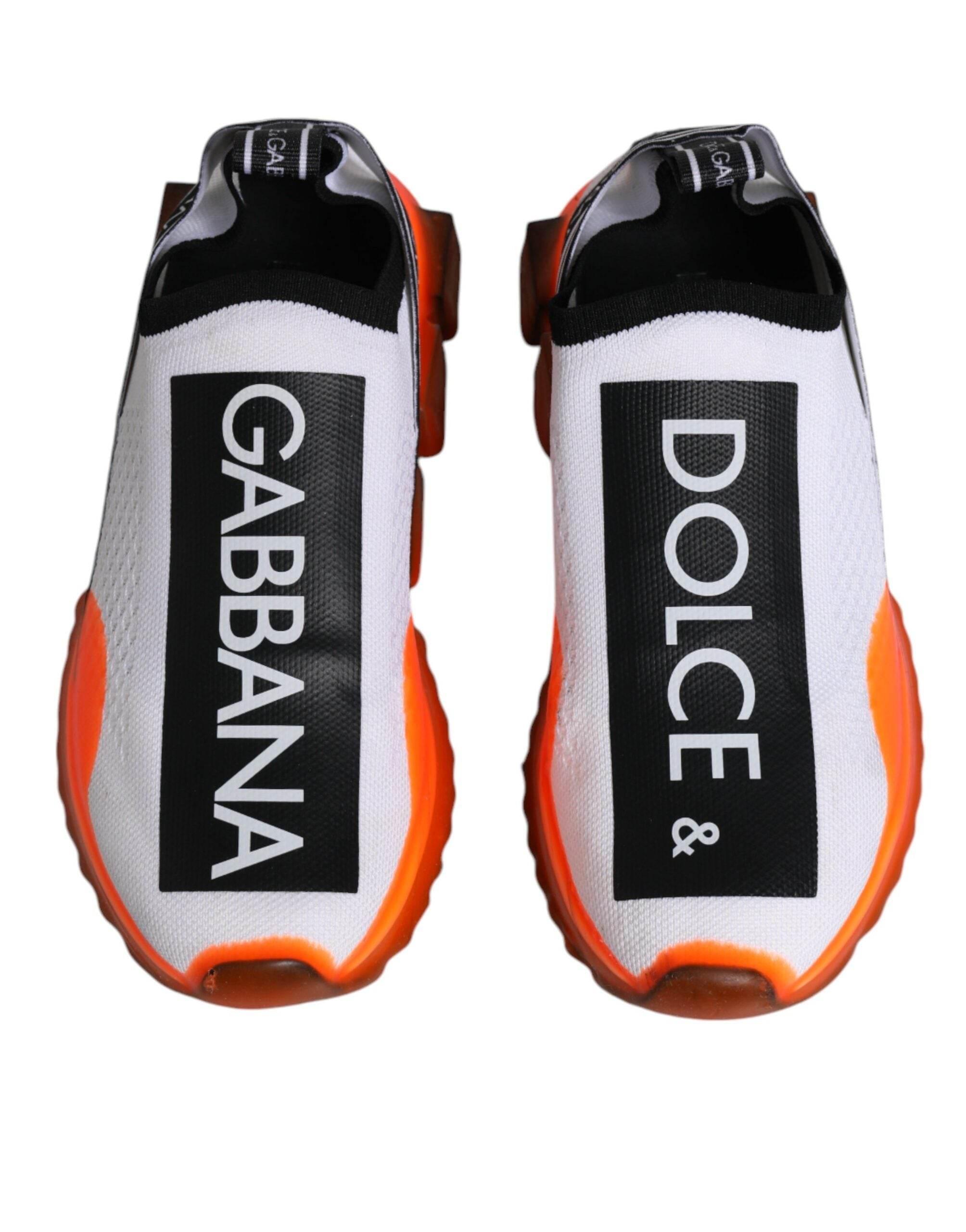 Dolce & Gabbana White Orange Slip On Sorrento Sneakers Shoes - Hilstor