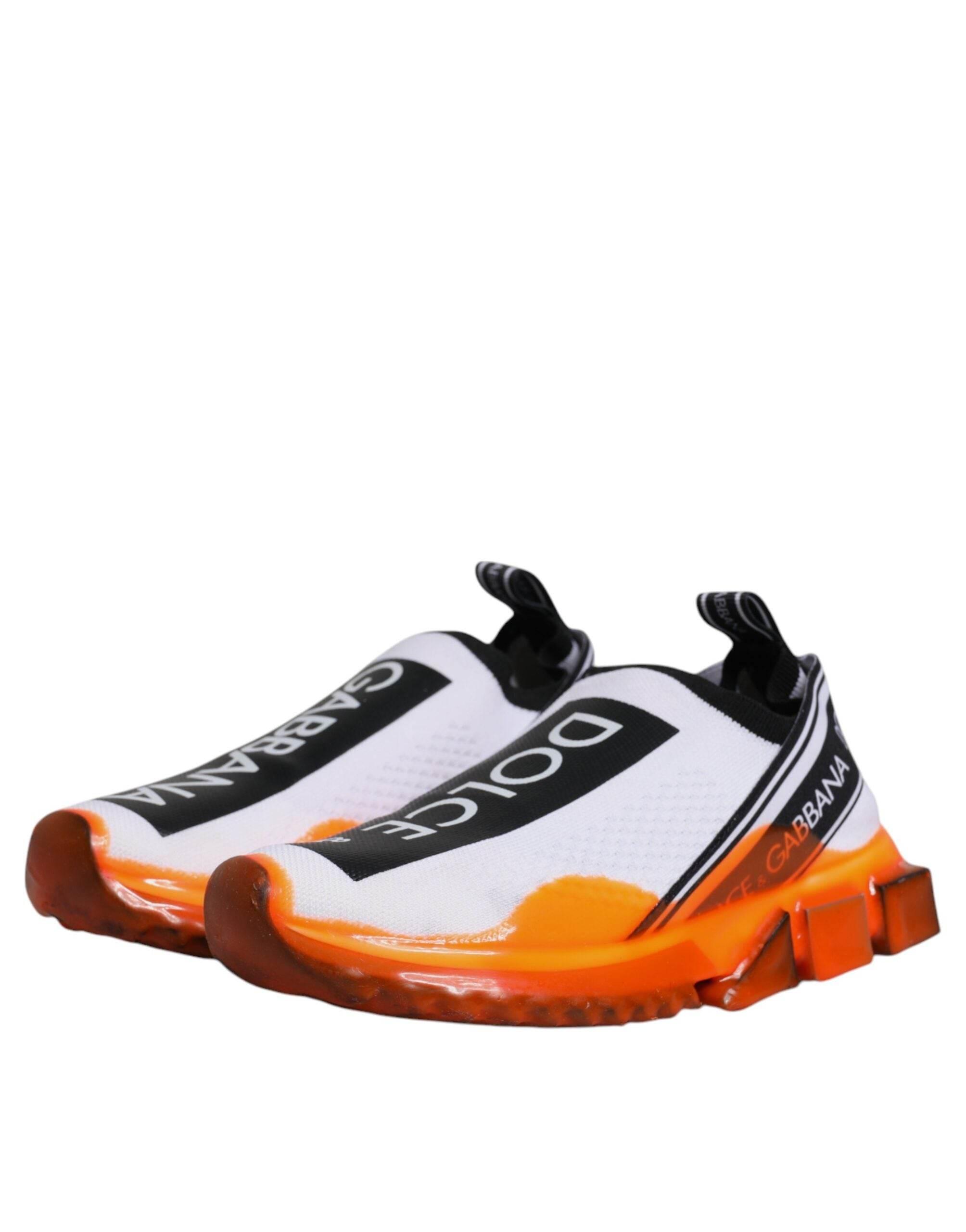 Dolce & Gabbana White Orange Slip On Sorrento Sneakers Shoes - Hilstor