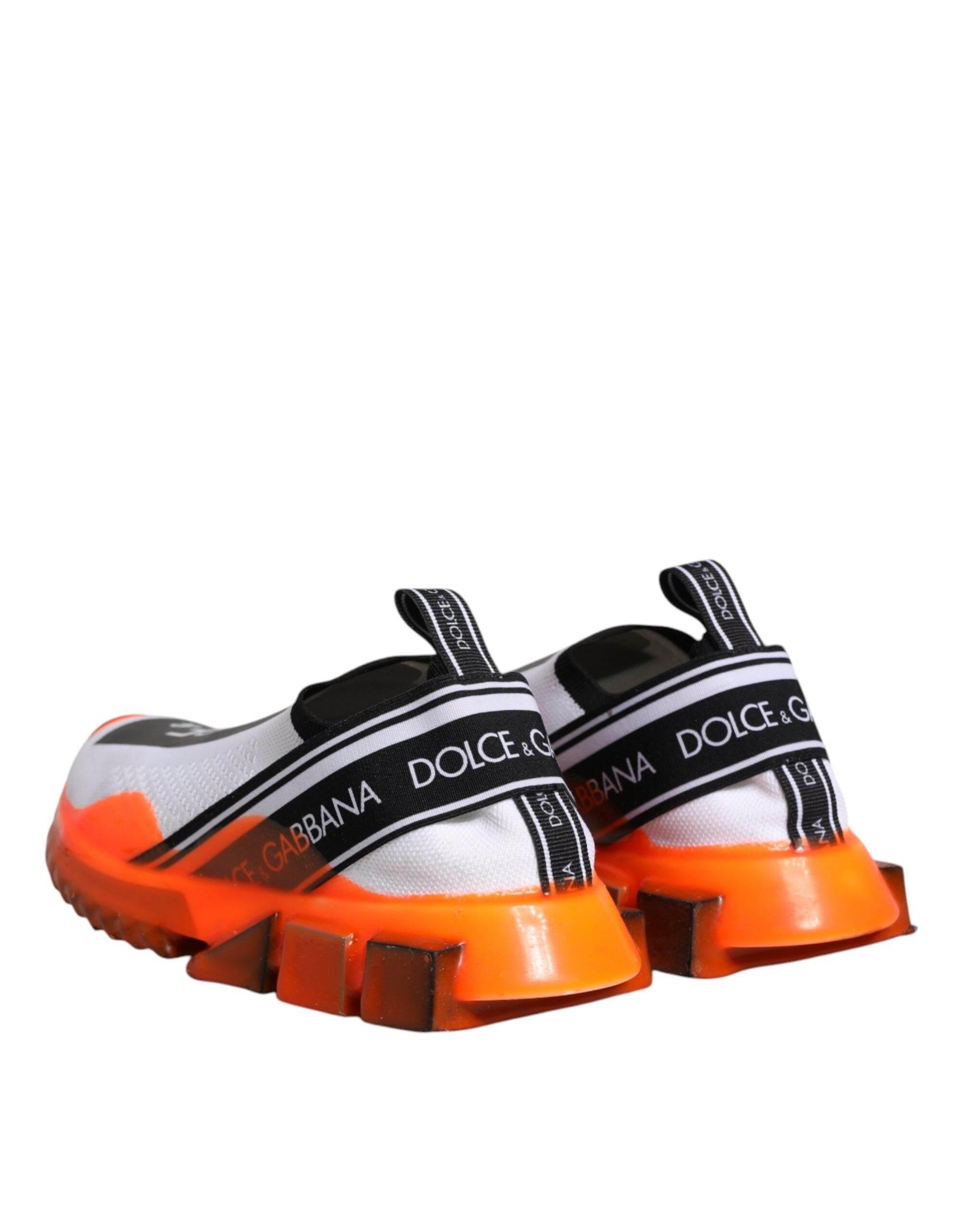 Dolce & Gabbana White Orange Slip On Sorrento Sneakers Shoes - Hilstor