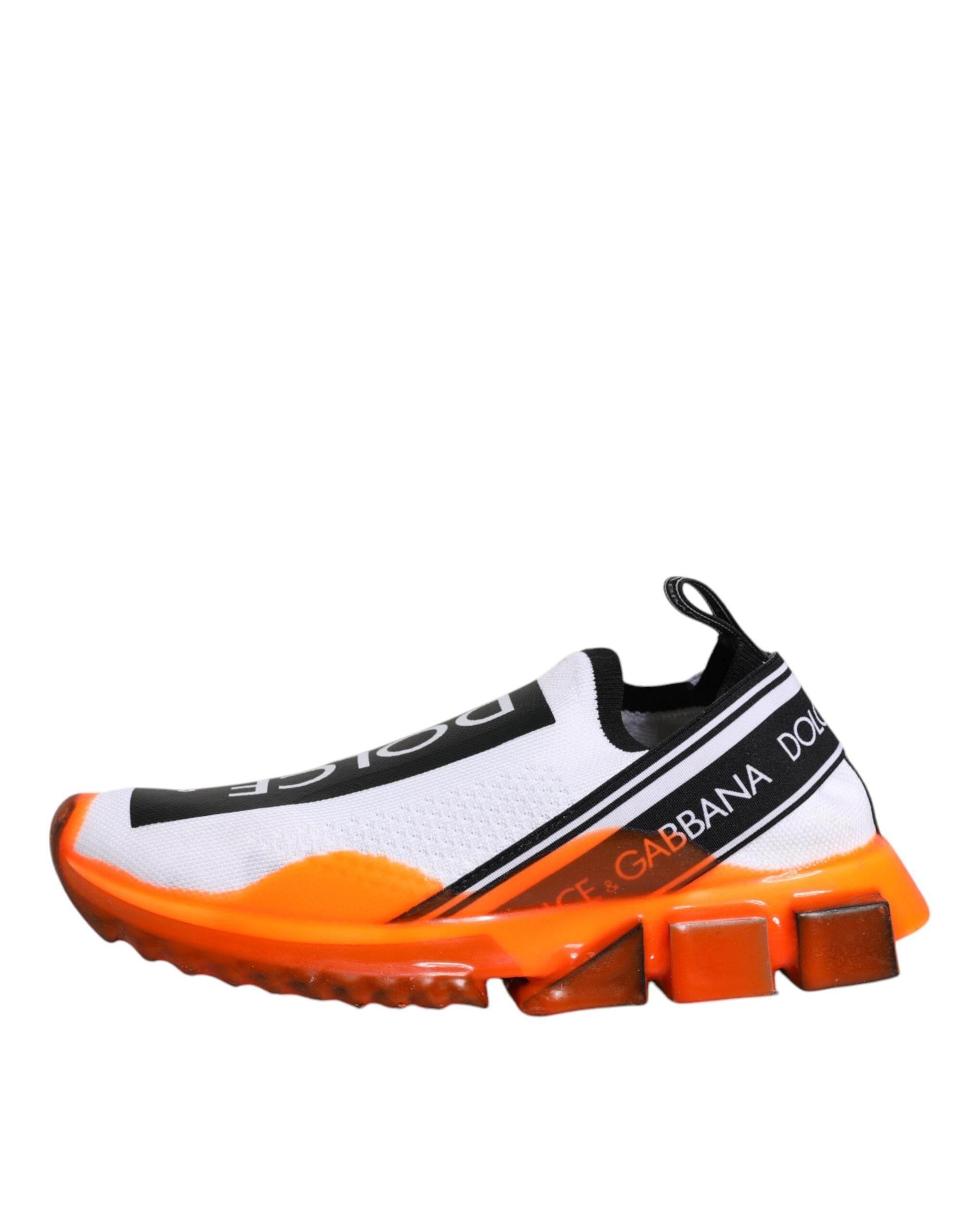 Dolce & Gabbana White Orange Slip On Sorrento Sneakers Shoes - Hilstor