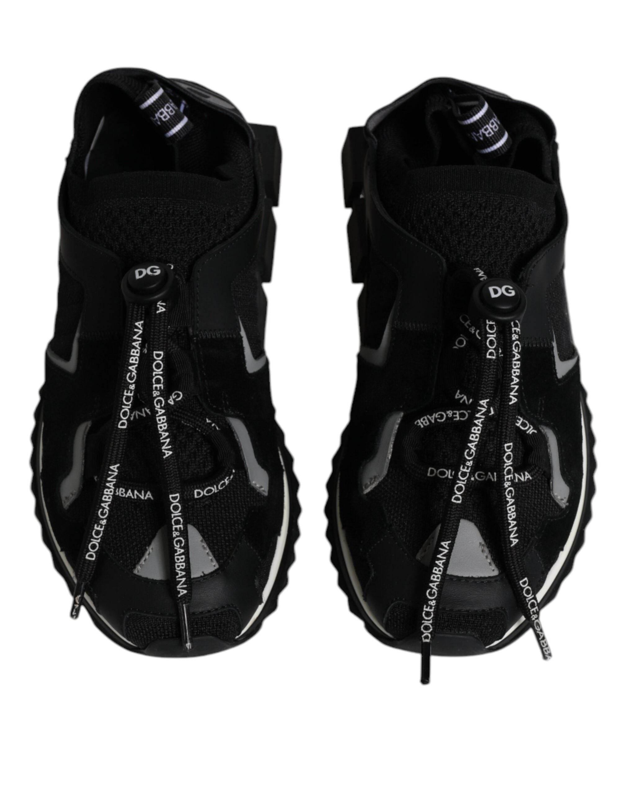 Dolce & Gabbana Black White Logo Sorrento Sneakers Shoes - Hilstor