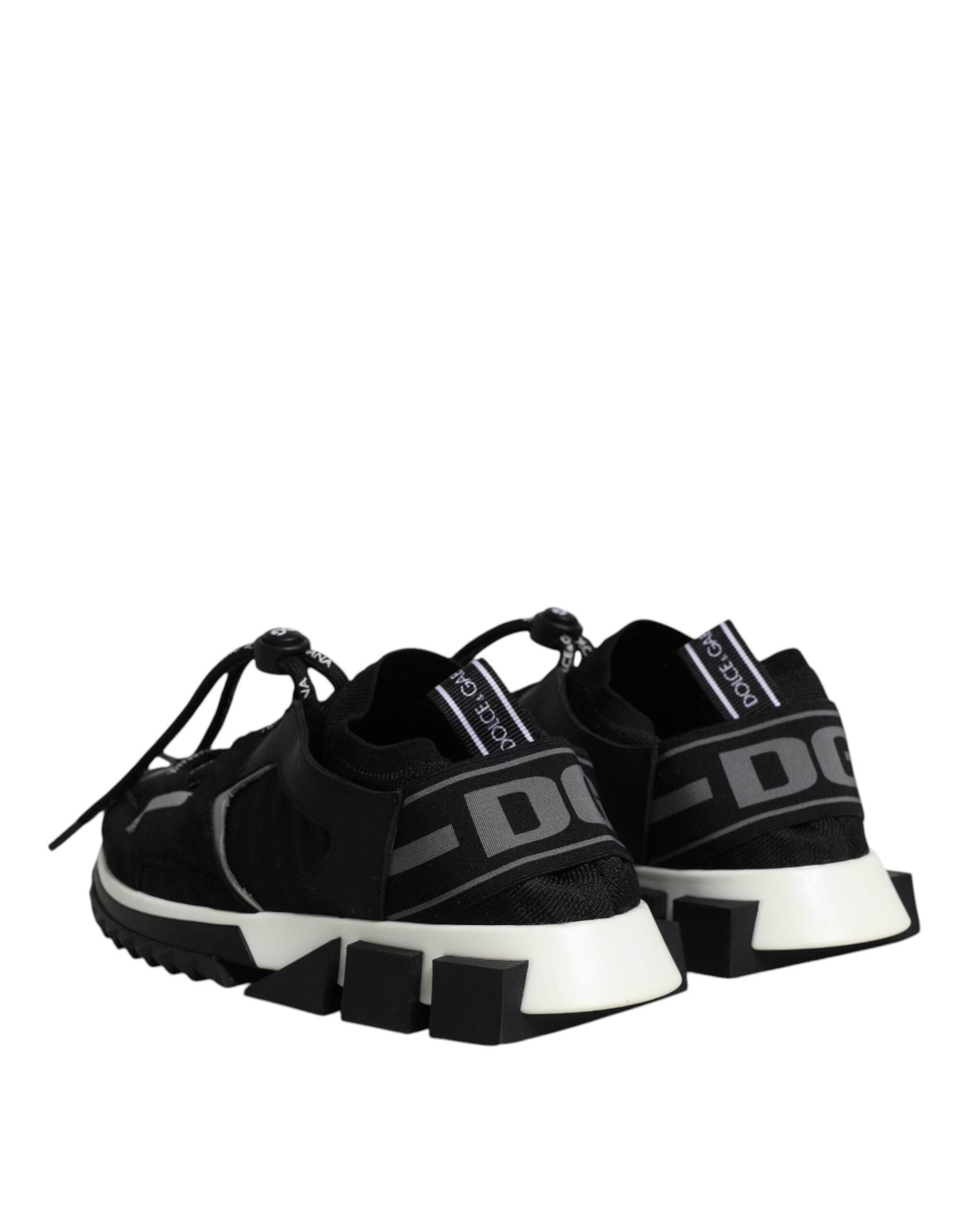 Dolce & Gabbana Black White Logo Sorrento Sneakers Shoes - Hilstor