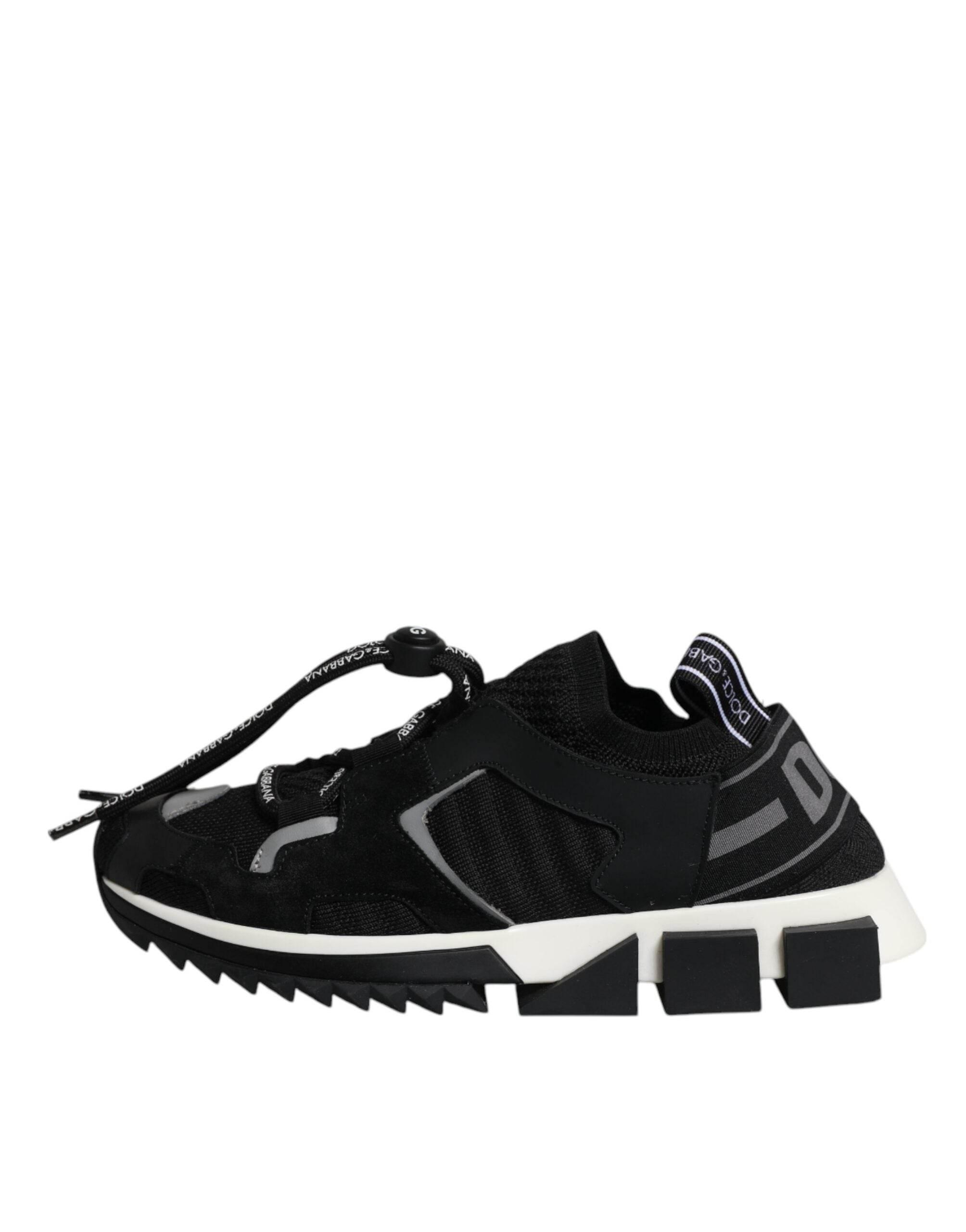 Dolce & Gabbana Black White Logo Sorrento Sneakers Shoes - Hilstor