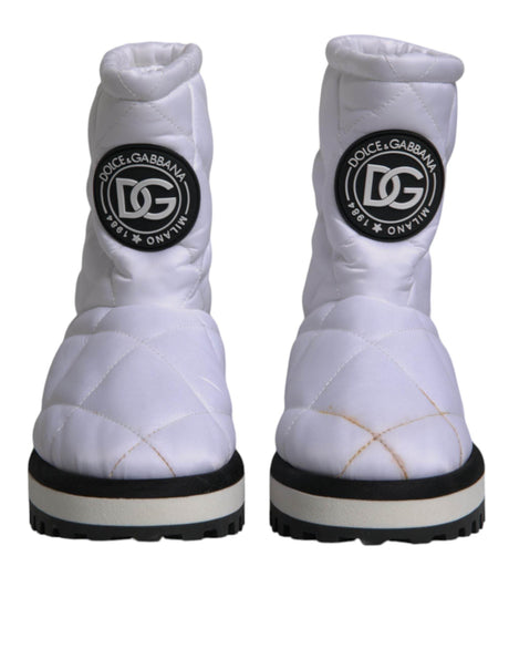 Dolce & Gabbana White Viscose Padded Mid Calf Boots Shoes - Hilstor