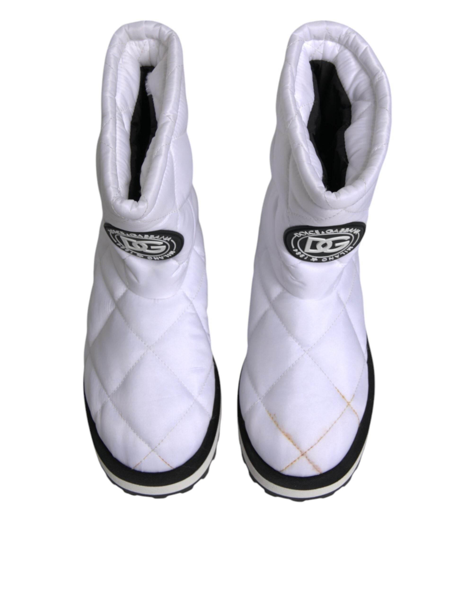 Dolce & Gabbana White Viscose Padded Mid Calf Boots Shoes - Hilstor