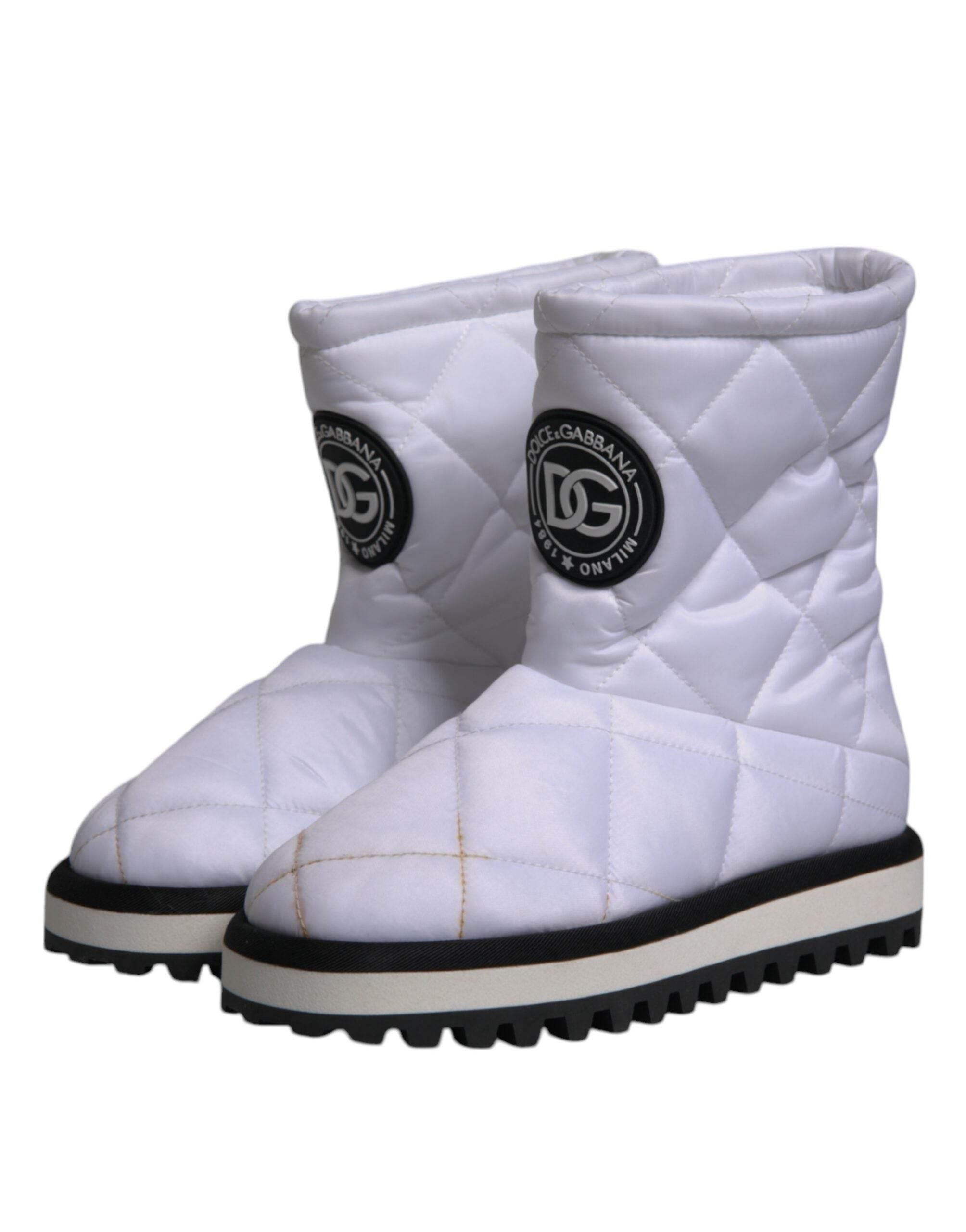 Dolce & Gabbana White Viscose Padded Mid Calf Boots Shoes - Hilstor