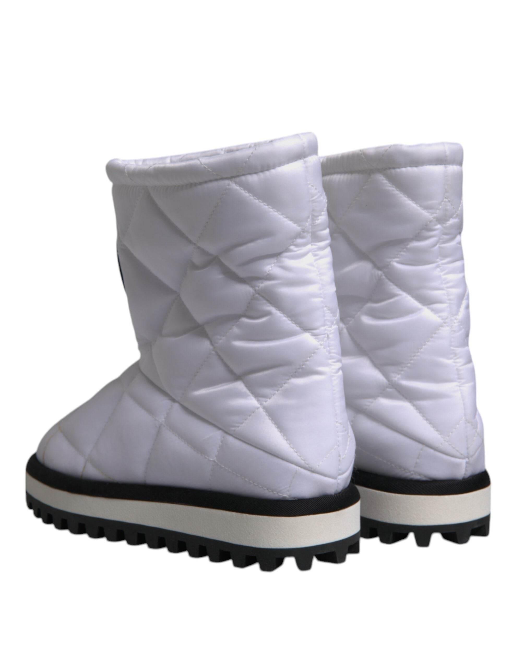 Dolce & Gabbana White Viscose Padded Mid Calf Boots Shoes - Hilstor