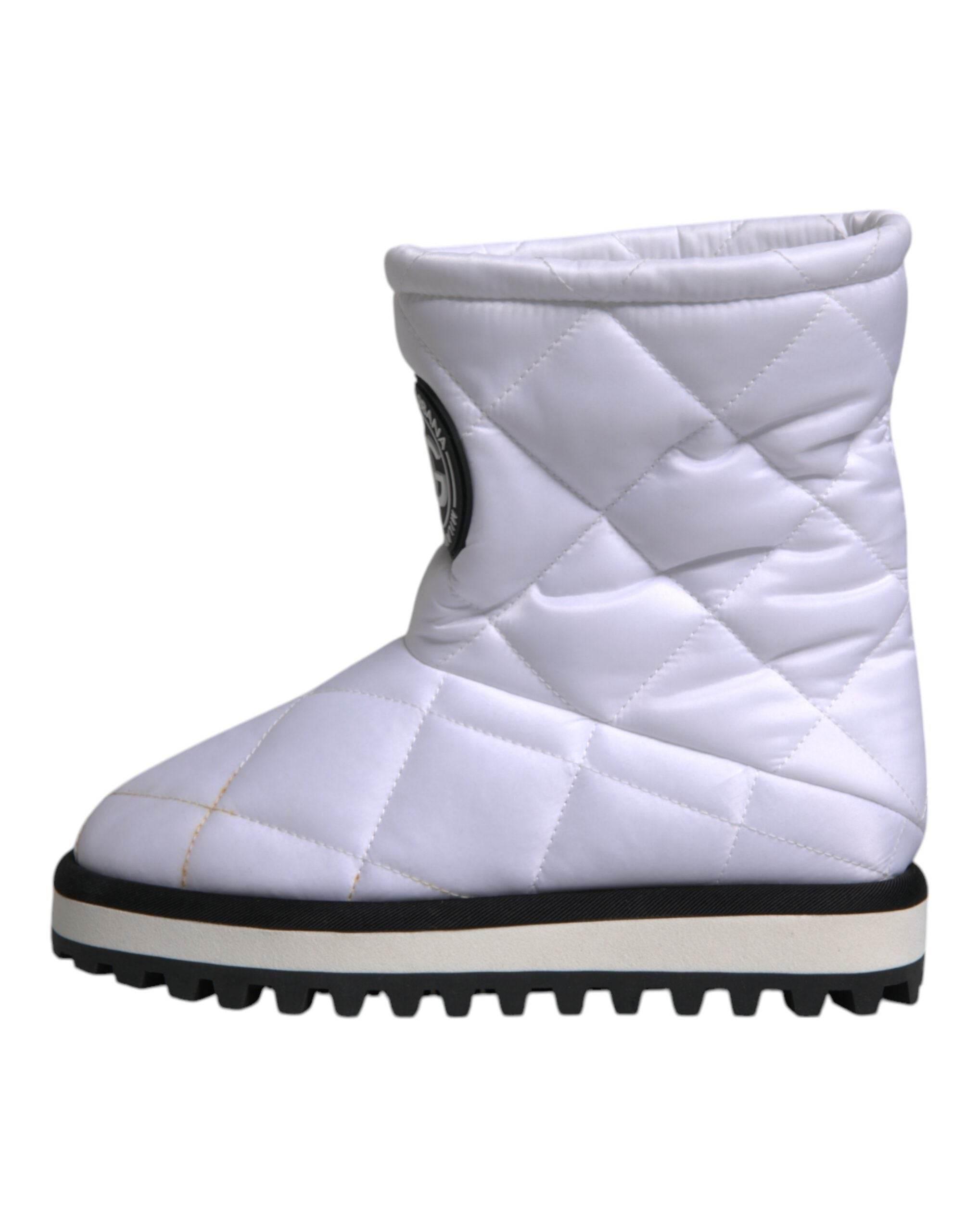 Dolce & Gabbana White Viscose Padded Mid Calf Boots Shoes - Hilstor