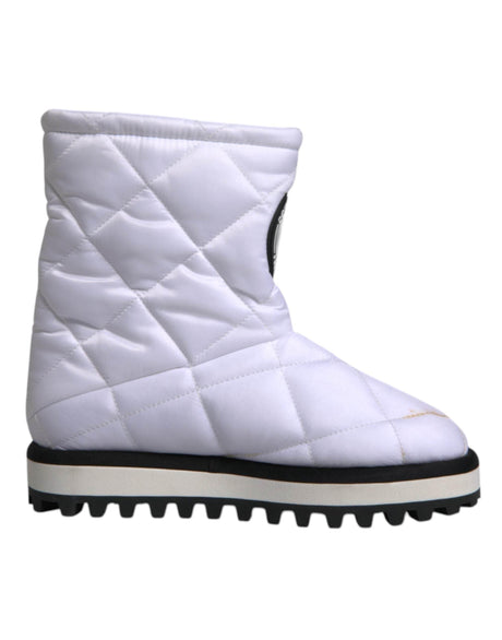 Dolce & Gabbana White Viscose Padded Mid Calf Boots Shoes - Hilstor