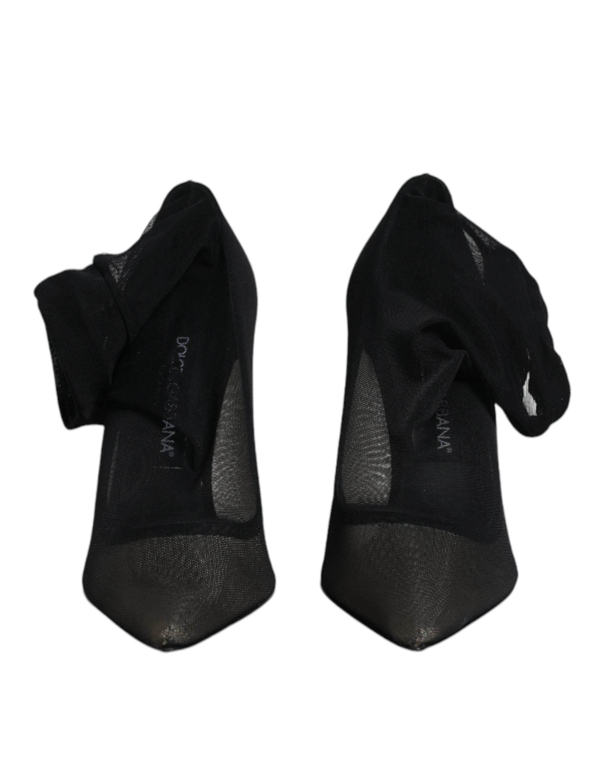 Dolce & Gabbana Black Viscose Mesh Sock Style Boots Shoes - Hilstor