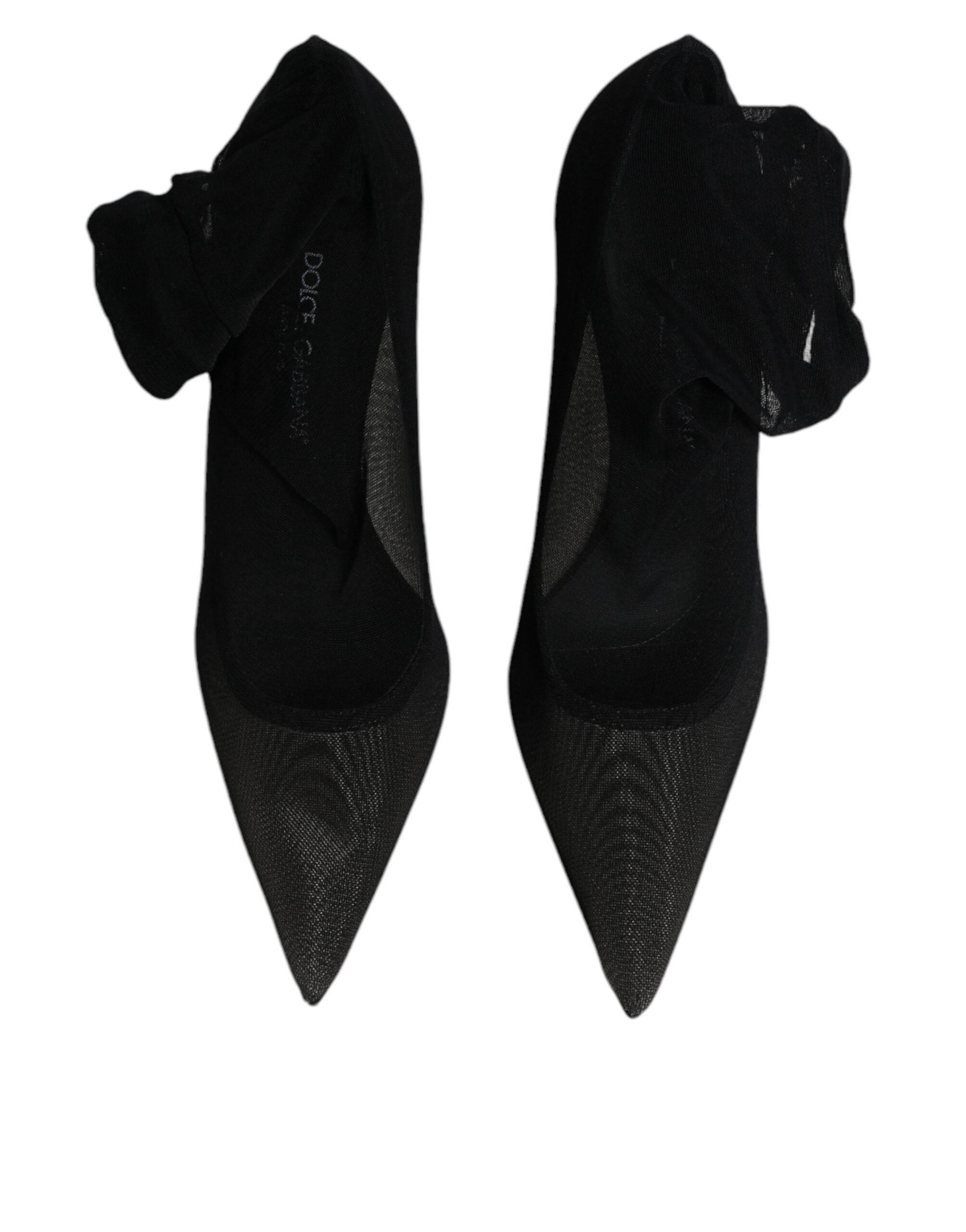 Dolce & Gabbana Black Viscose Mesh Sock Style Boots Shoes - Hilstor