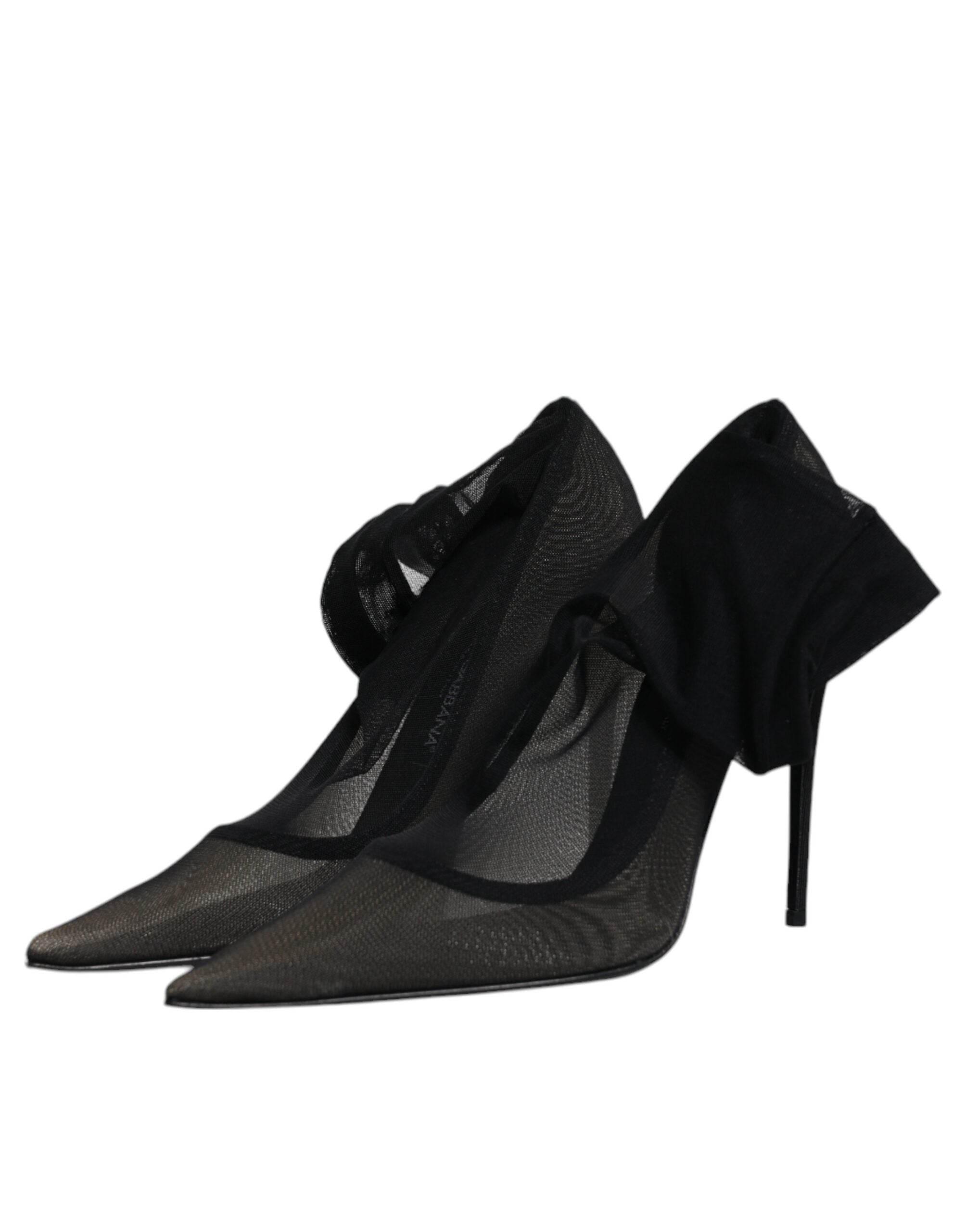 Dolce & Gabbana Black Viscose Mesh Sock Style Boots Shoes - Hilstor