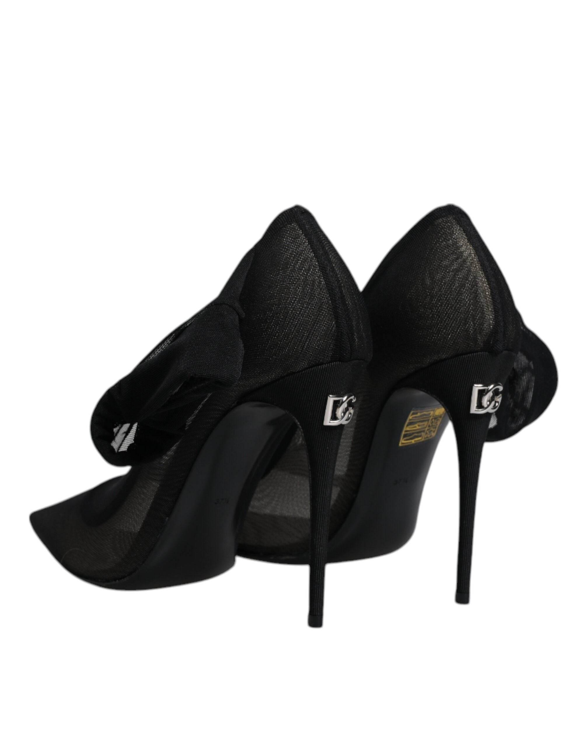 Dolce & Gabbana Black Viscose Mesh Sock Style Boots Shoes - Hilstor