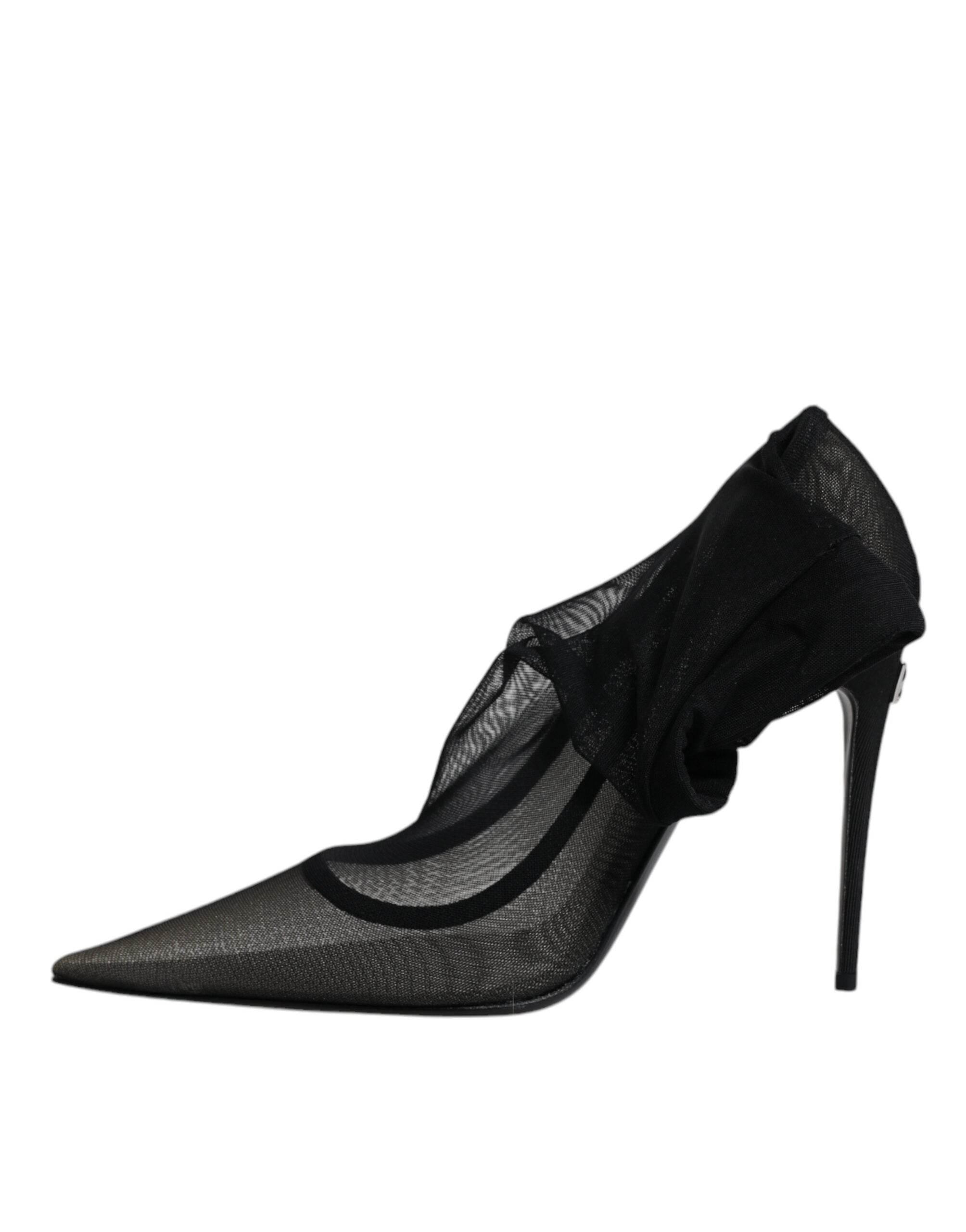 Dolce & Gabbana Black Viscose Mesh Sock Style Boots Shoes - Hilstor