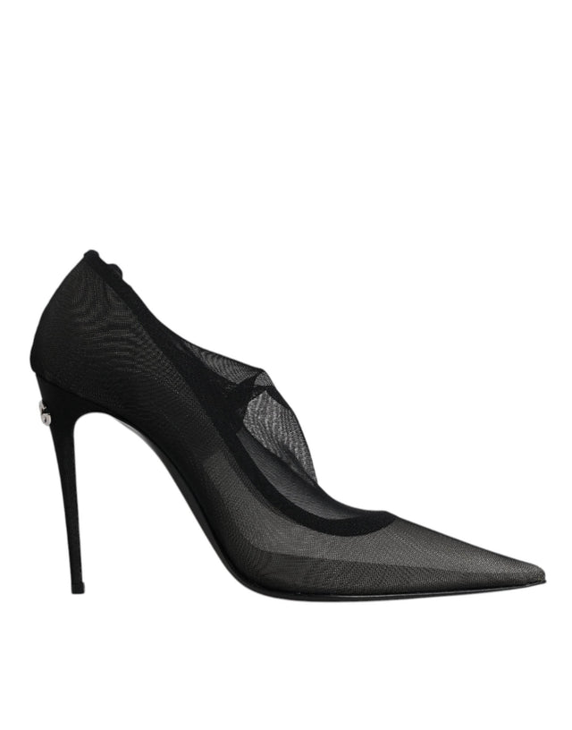 Dolce & Gabbana Black Viscose Mesh Sock Style Boots Shoes - Hilstor