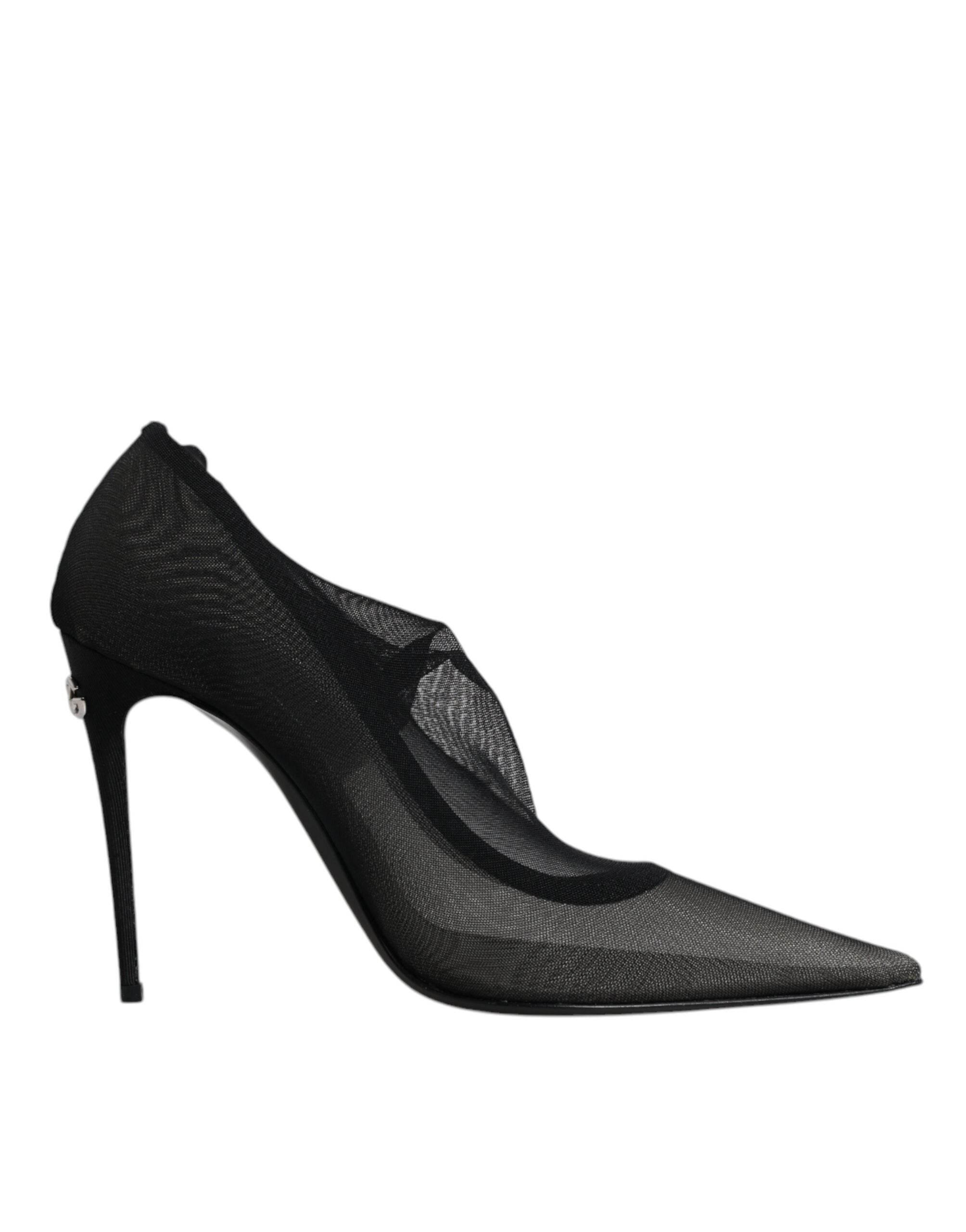 Dolce & Gabbana Black Viscose Mesh Sock Style Boots Shoes - Hilstor