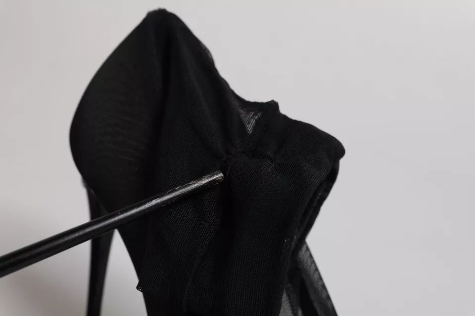 Dolce & Gabbana Black Viscose Mesh Sock Style Boots Shoes