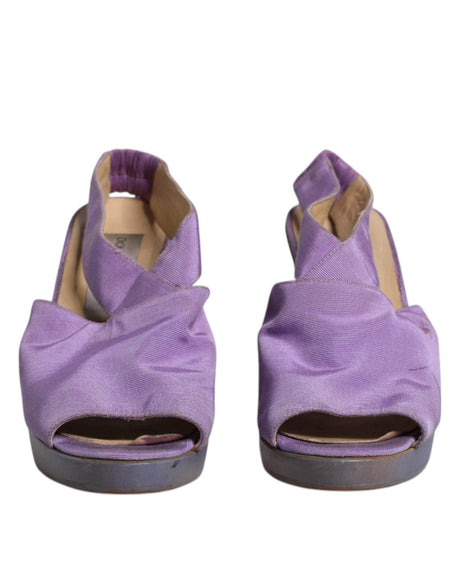 Dolce & Gabbana Purple Platform Slingback Heels Sandals Shoes - Hilstor