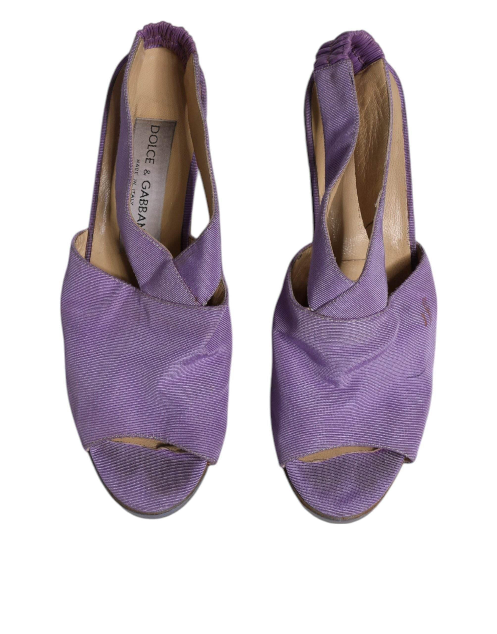 Dolce & Gabbana Purple Platform Slingback Heels Sandals Shoes - Hilstor