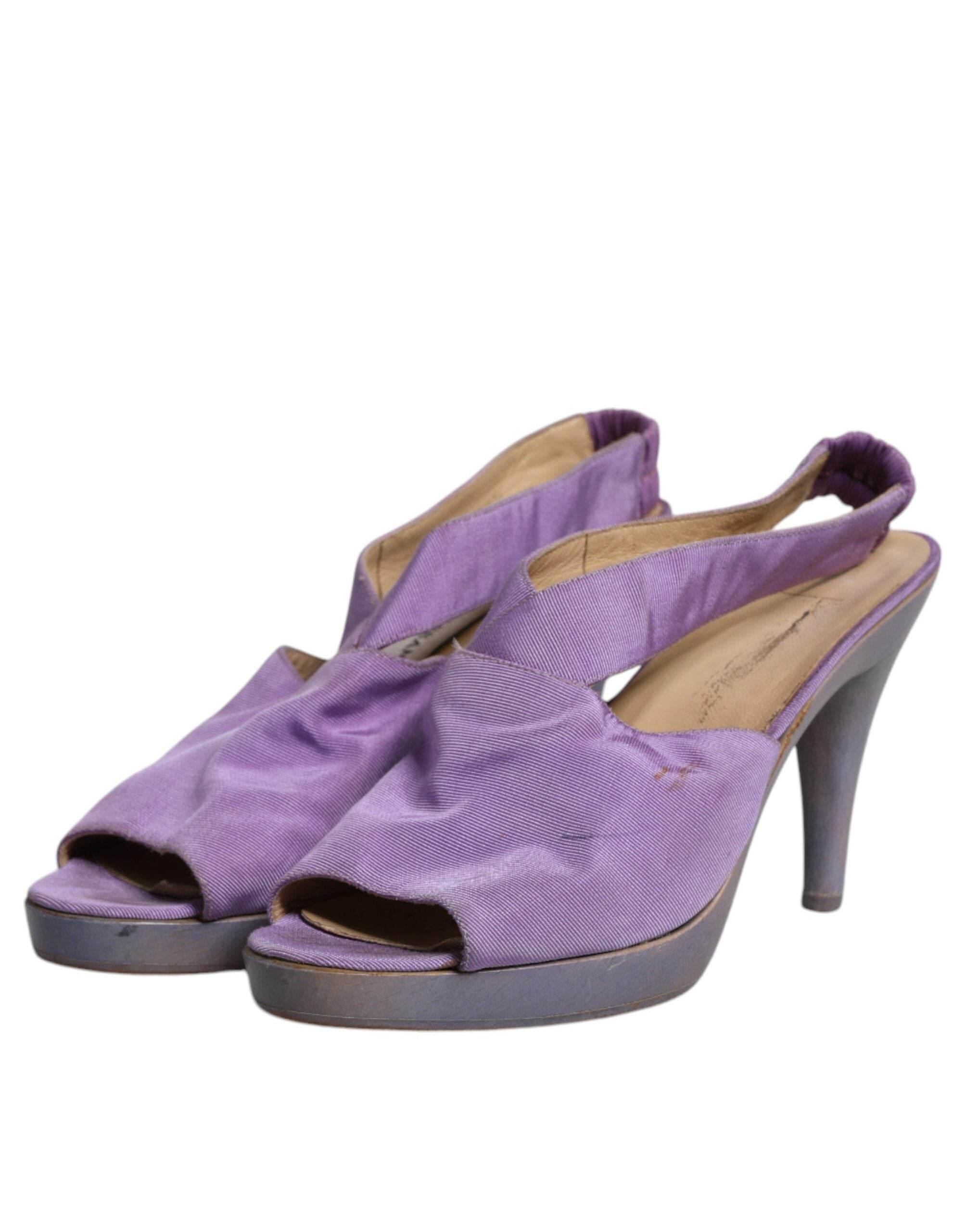 Dolce & Gabbana Purple Platform Slingback Heels Sandals Shoes - Hilstor