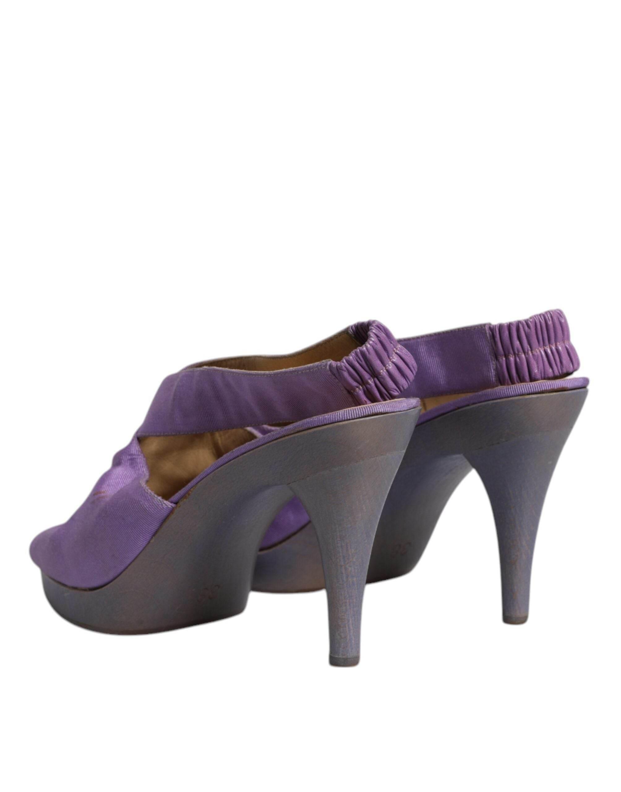 Dolce & Gabbana Purple Platform Slingback Heels Sandals Shoes - Hilstor