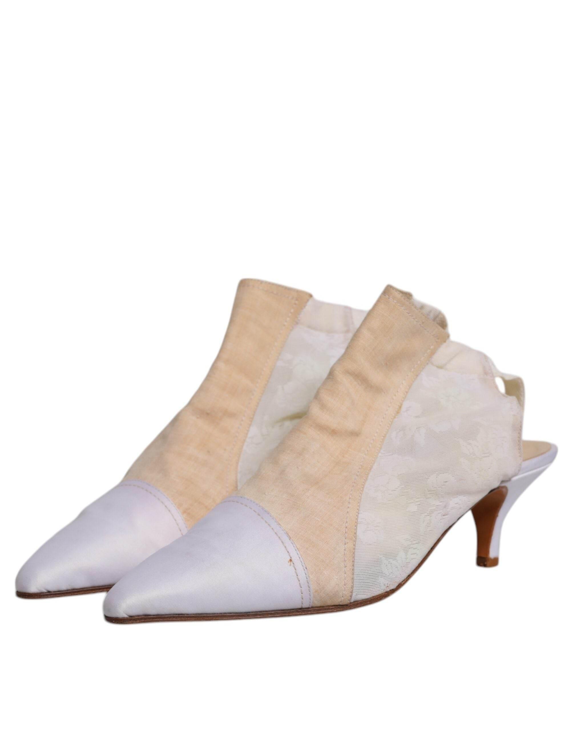 Dolce & Gabbana Multicolor Patchwork Heels Slingback Shoes - Hilstor