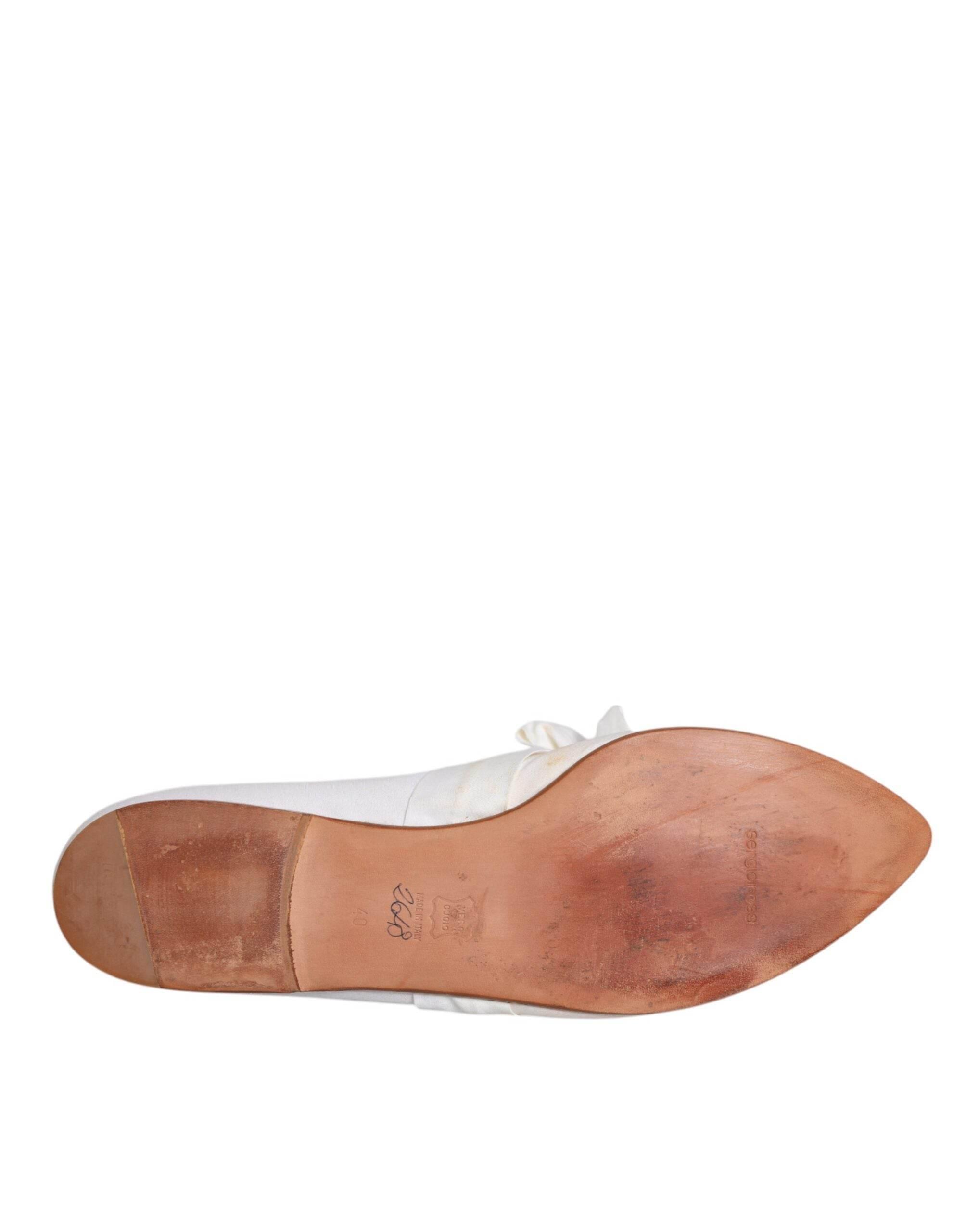 Dolce & Gabbana White Ribbon Fabric Ballerina Flats Shoes - Hilstor