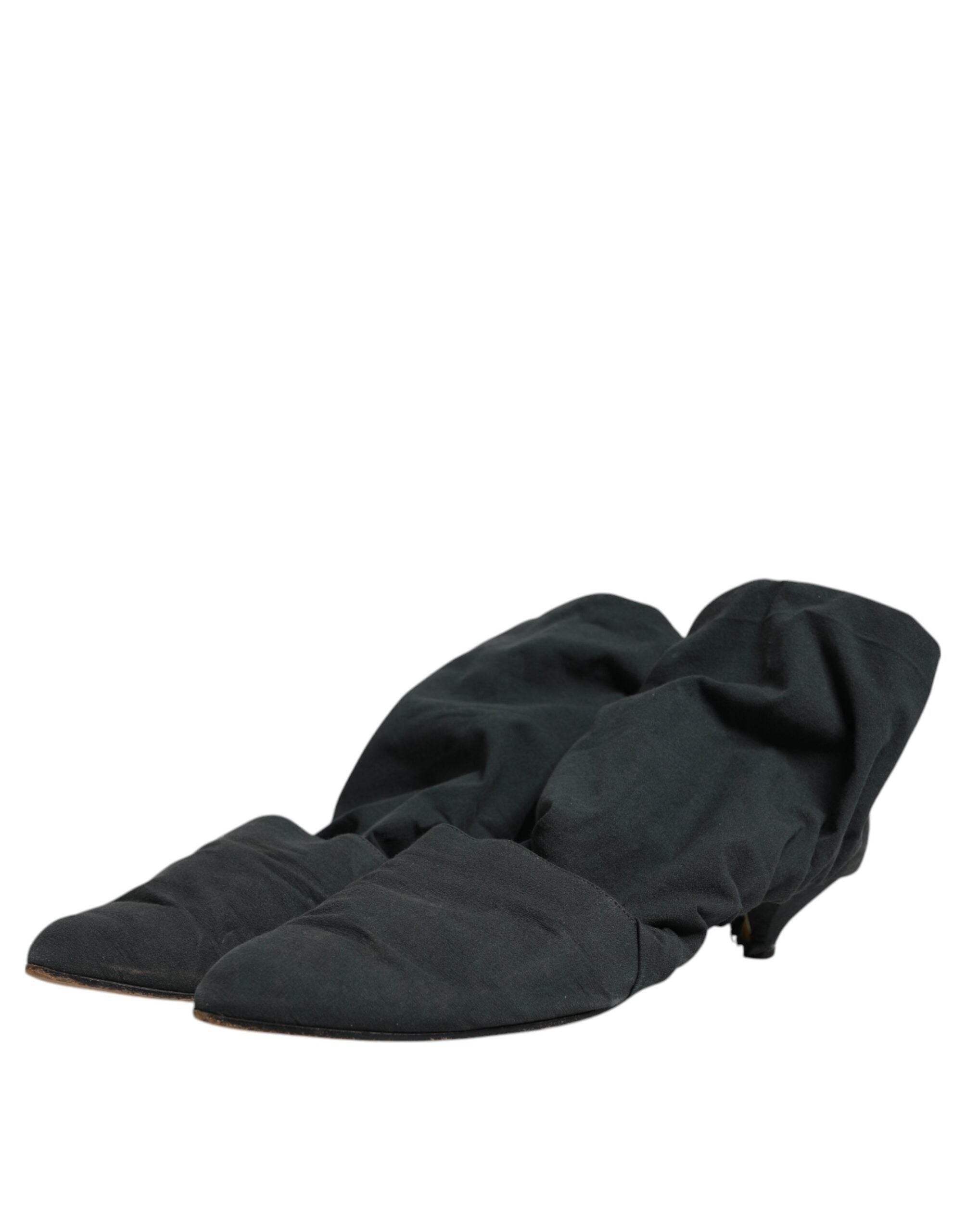 Dolce & Gabbana Green Cotton Sock Style Ankle Boots Shoes - Hilstor