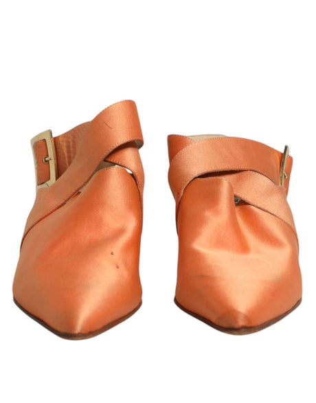 Dolce & Gabbana Orange Kitten Heels Slingback Sandals Shoes - Hilstor