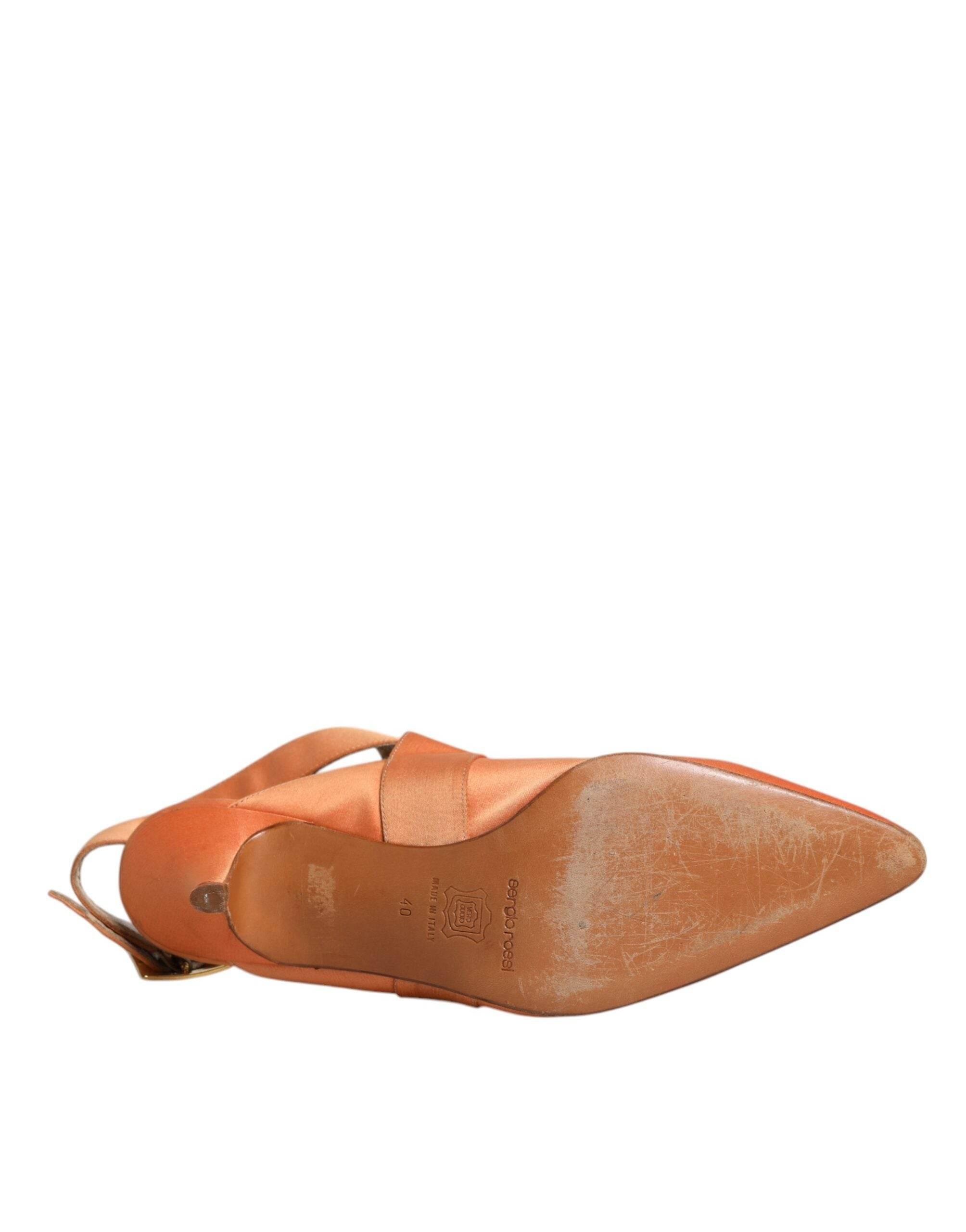 Dolce & Gabbana Orange Kitten Heels Slingback Sandals Shoes - Hilstor