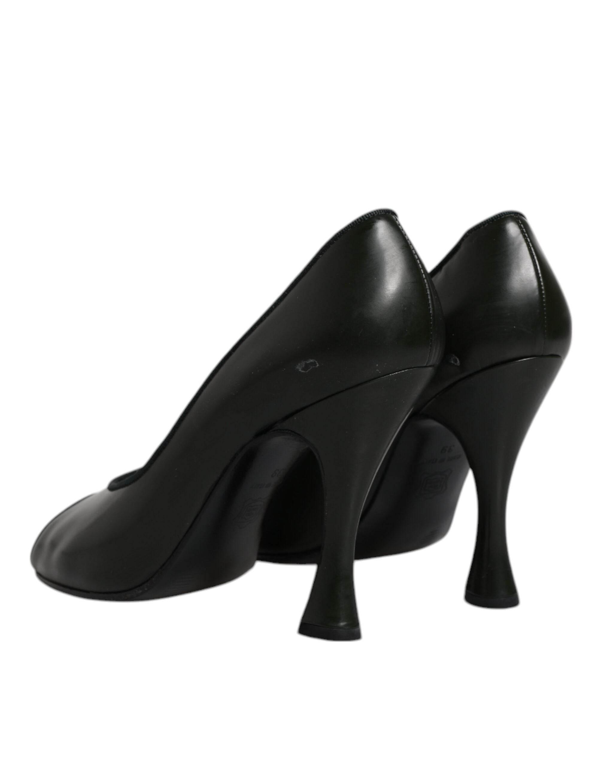 Dolce & Gabbana Green Leather Peep Toe Heels Pumps Shoes - Hilstor