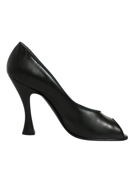 Dolce & Gabbana Green Leather Peep Toe Heels Pumps Shoes - Hilstor