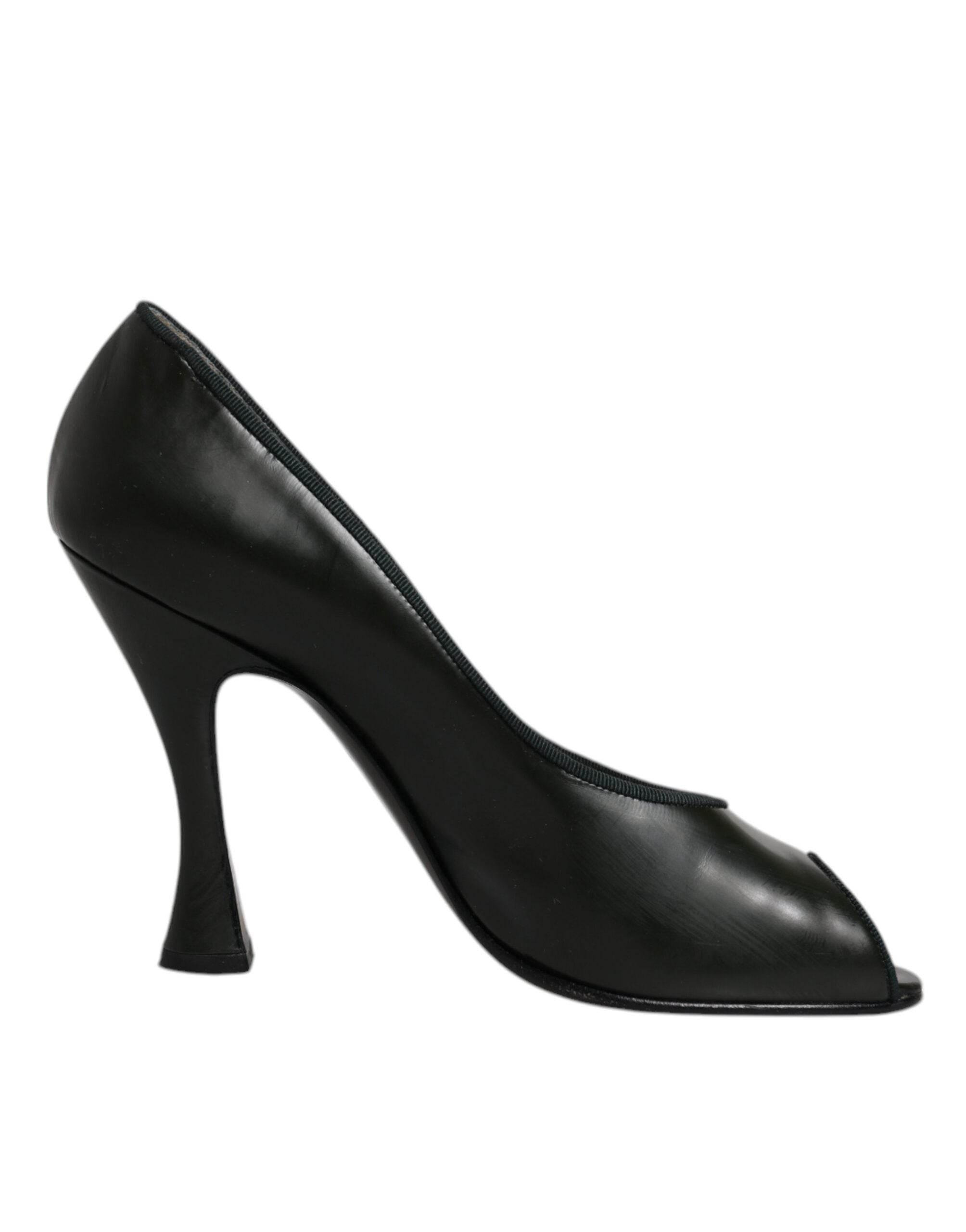 Dolce & Gabbana Green Leather Peep Toe Heels Pumps Shoes - Hilstor