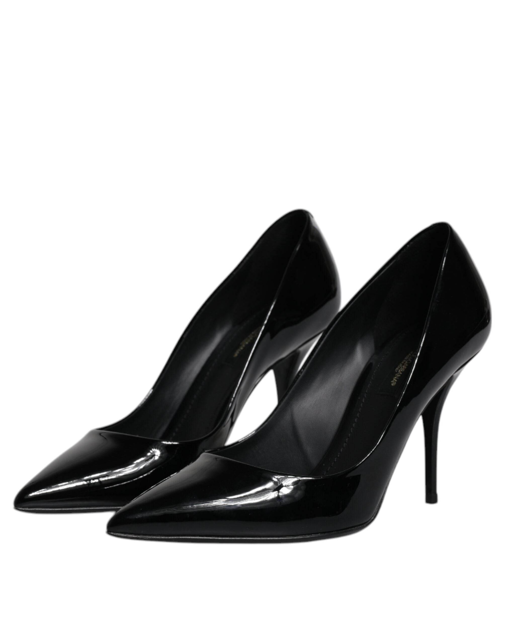 Dolce & Gabbana Black Patent Leather High Heels Pumps Shoes - Hilstor