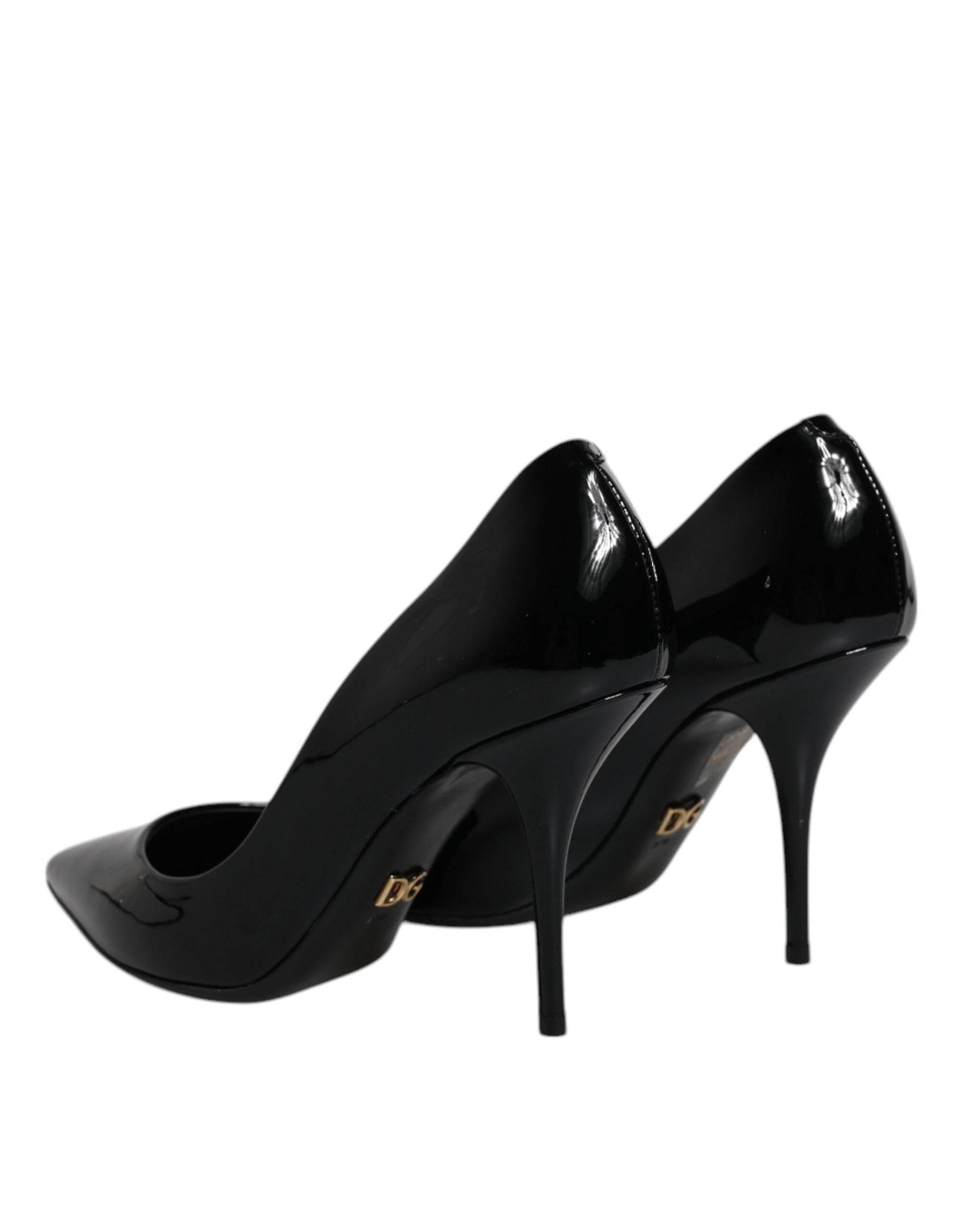 Dolce & Gabbana Black Patent Leather High Heels Pumps Shoes - Hilstor