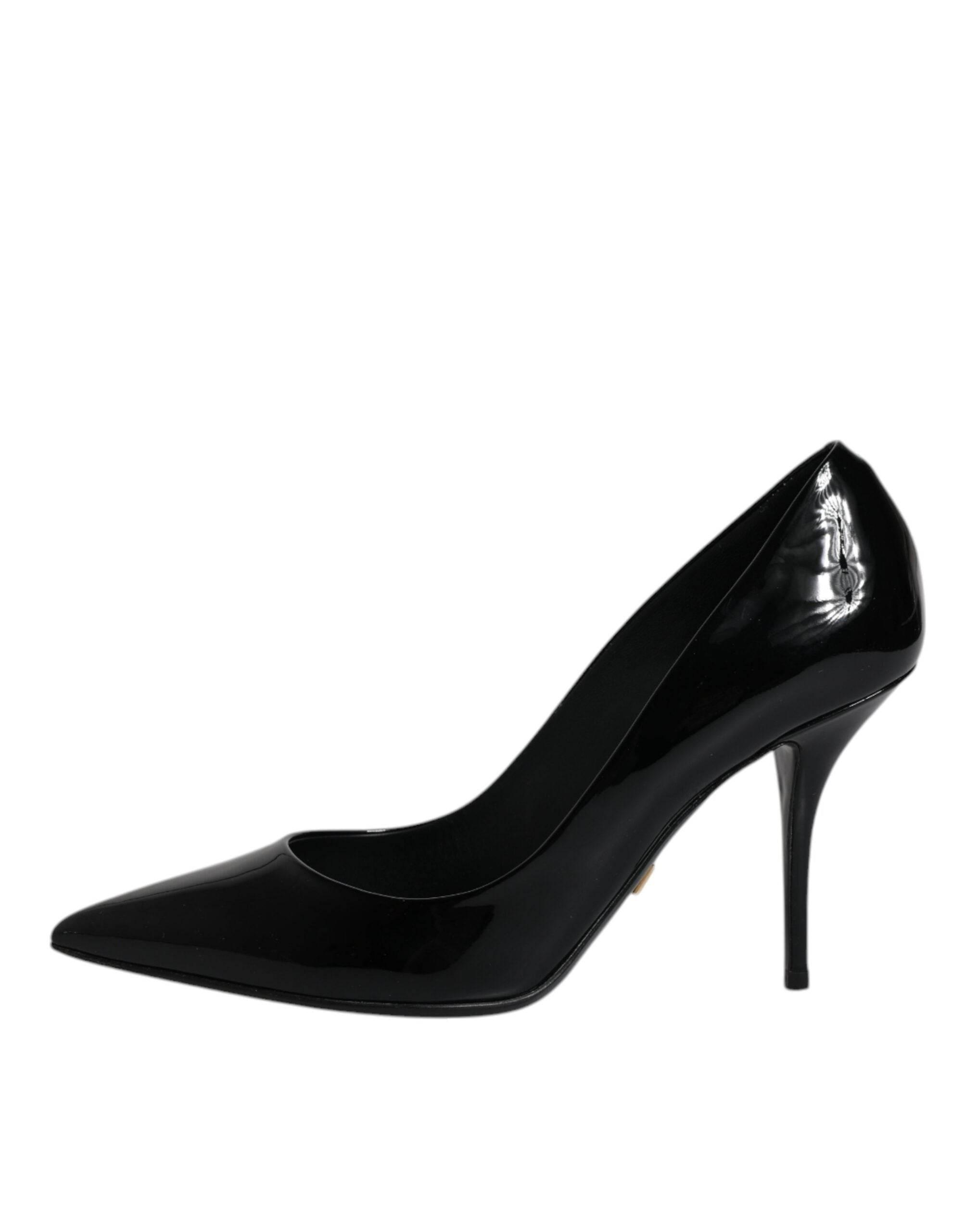 Dolce & Gabbana Black Patent Leather High Heels Pumps Shoes - Hilstor