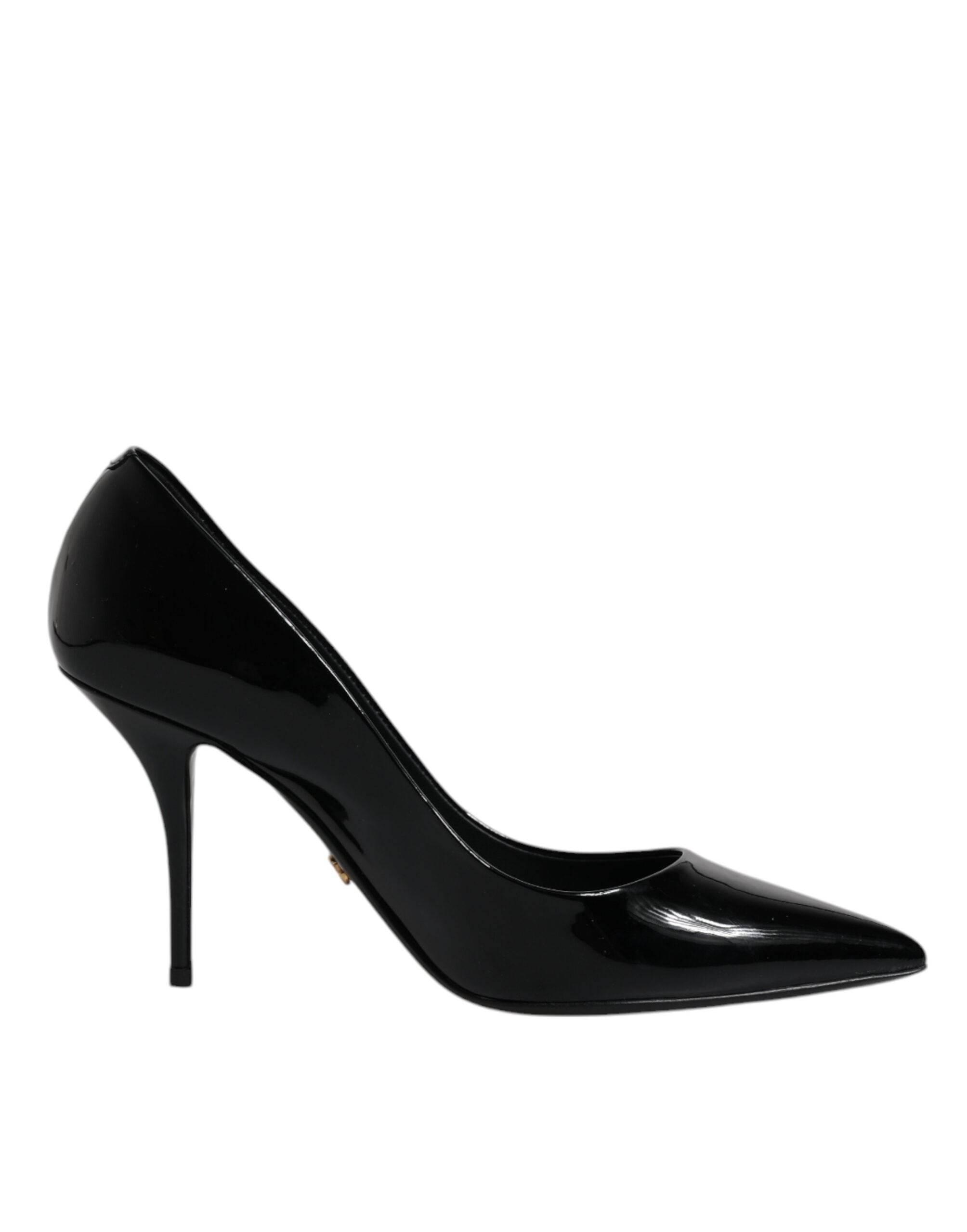 Dolce & Gabbana Black Patent Leather High Heels Pumps Shoes - Hilstor