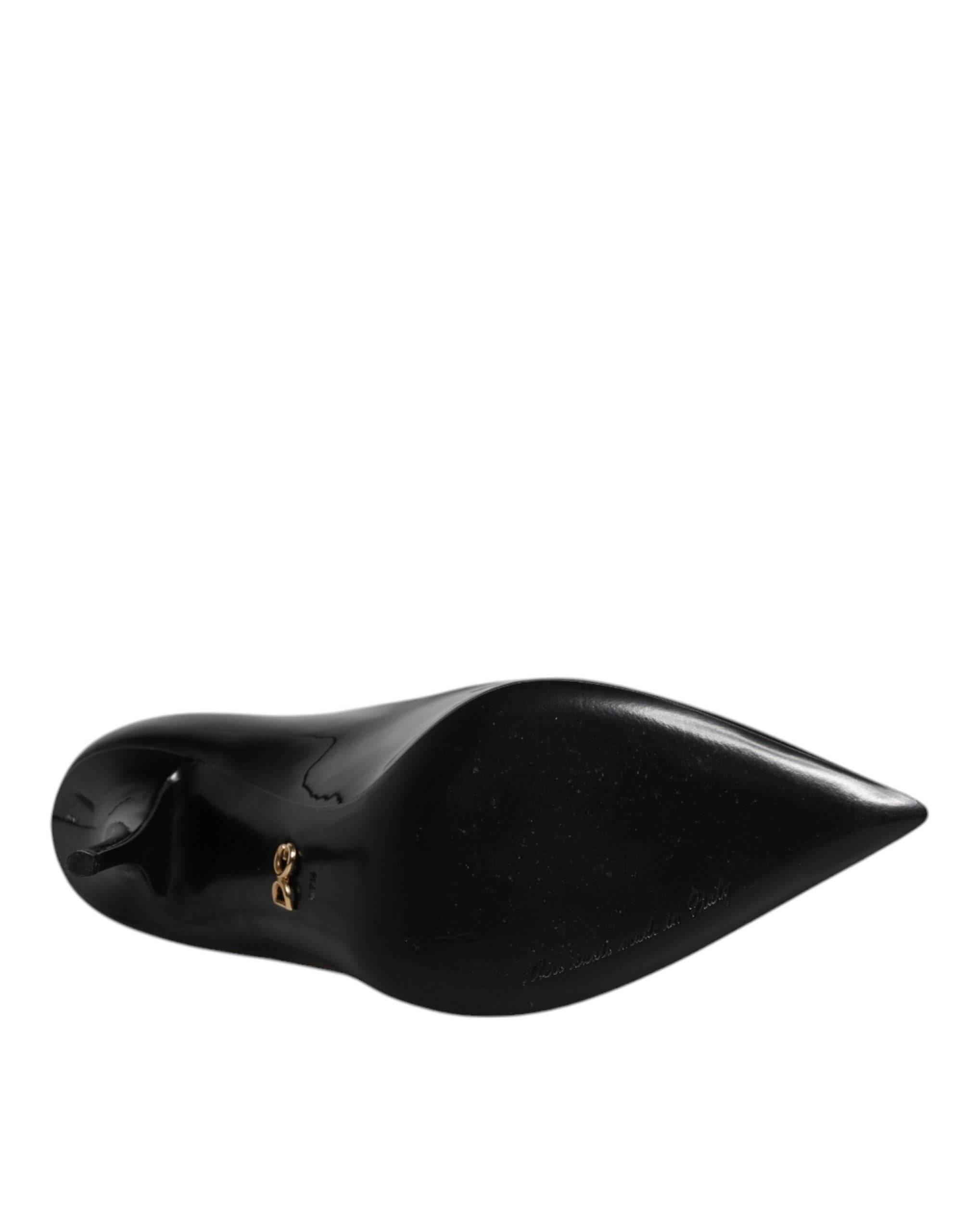 Dolce & Gabbana Black Patent Leather High Heels Pumps Shoes - Hilstor
