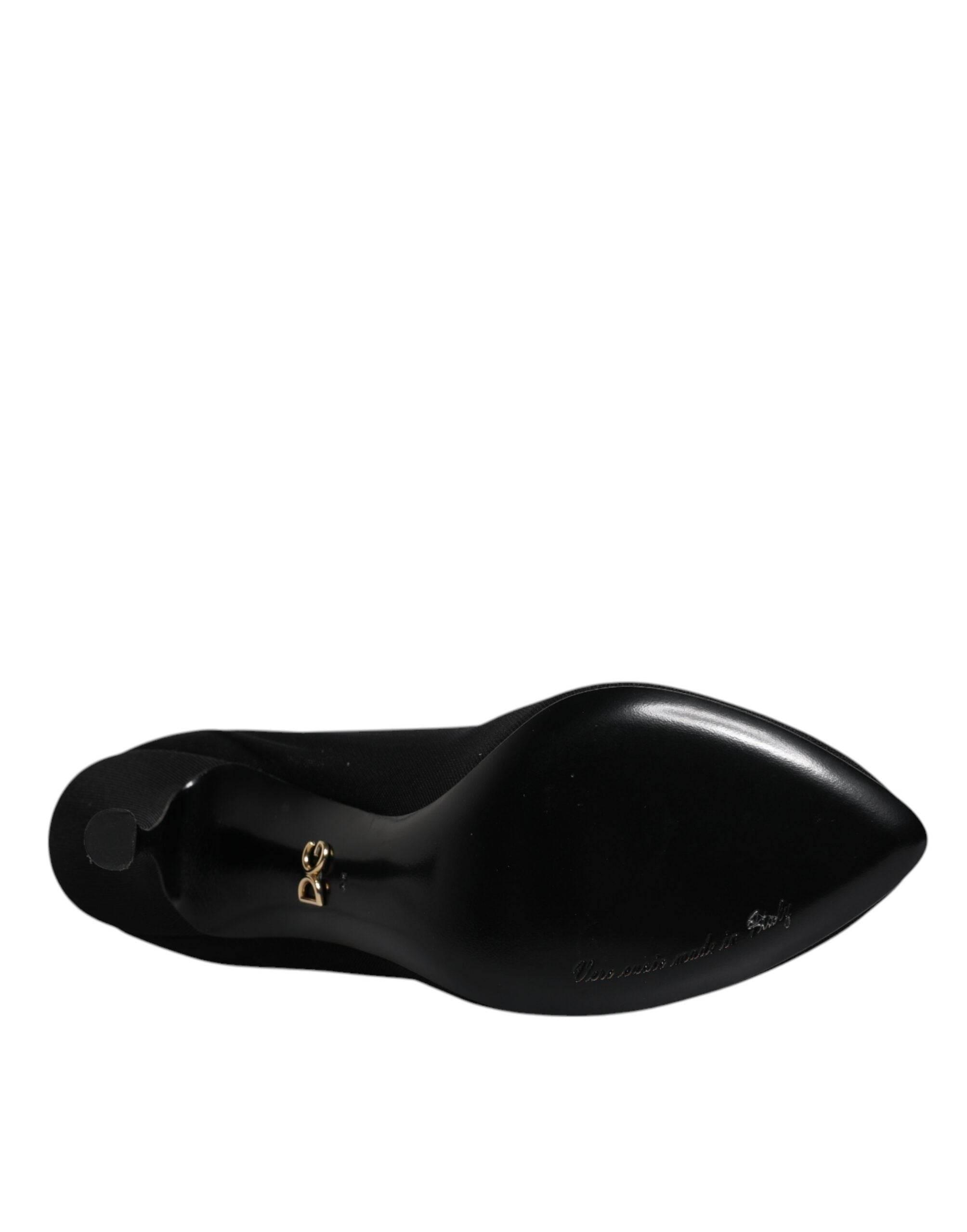 Dolce & Gabbana Black Silk Mesh Sock Style Boots Shoes - Hilstor