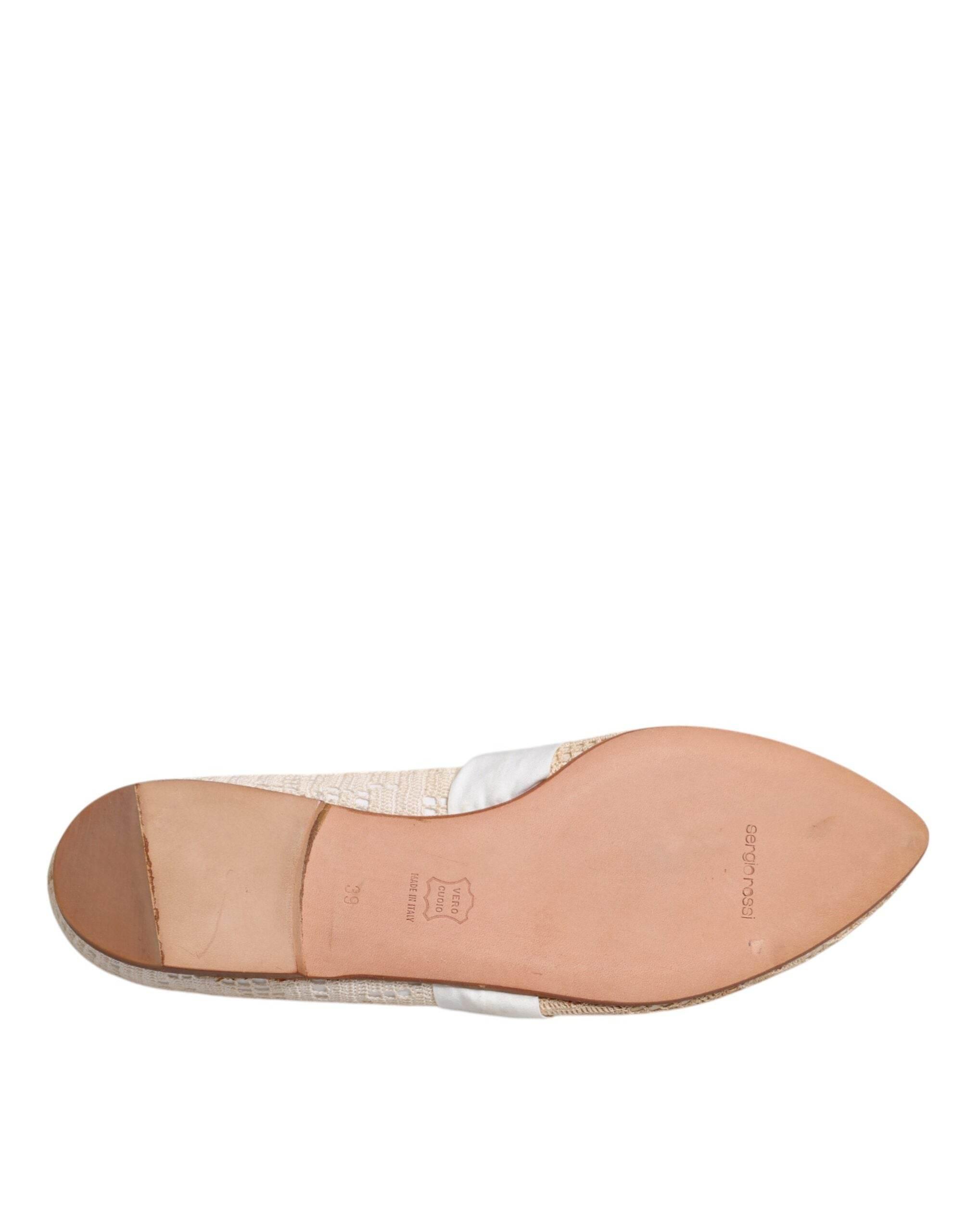 Dolce & Gabbana Beige Ribbon Fabric Ballerina Flats Shoes - Hilstor
