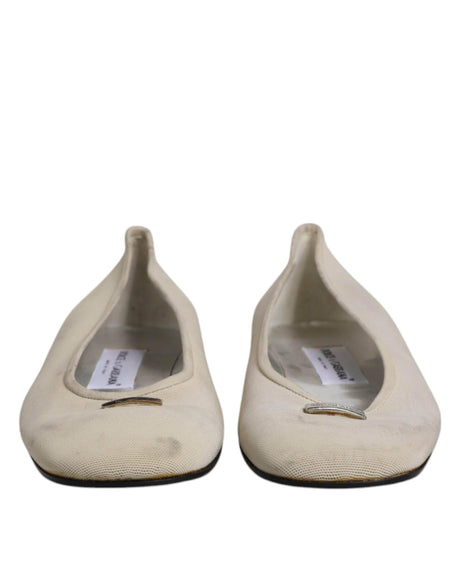 Dolce & Gabbana Beige Fabric Slip On Ballerina Flats Shoes - Hilstor