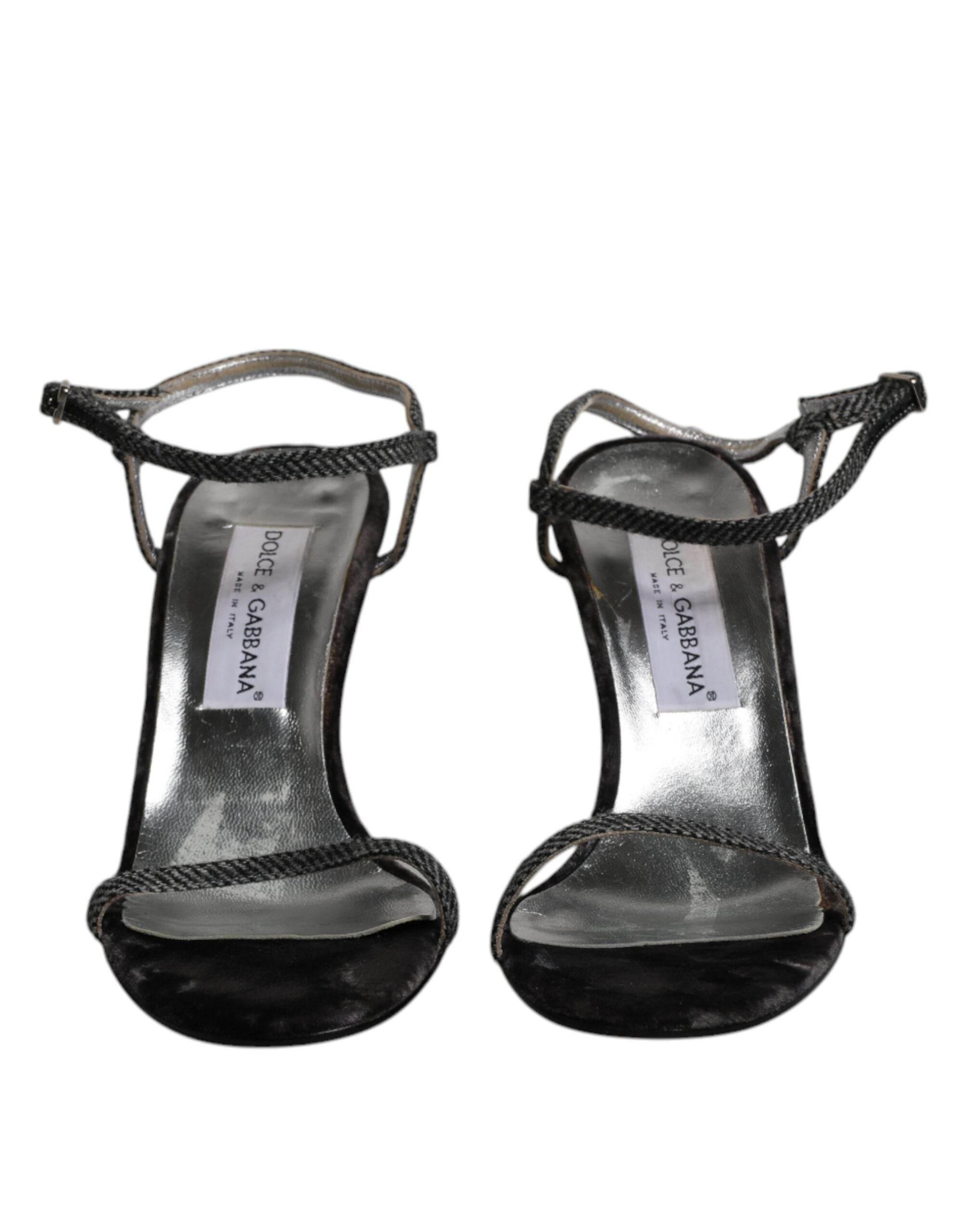 Dolce & Gabbana Black Ankle Strap High Heels Sandals Shoes - Hilstor