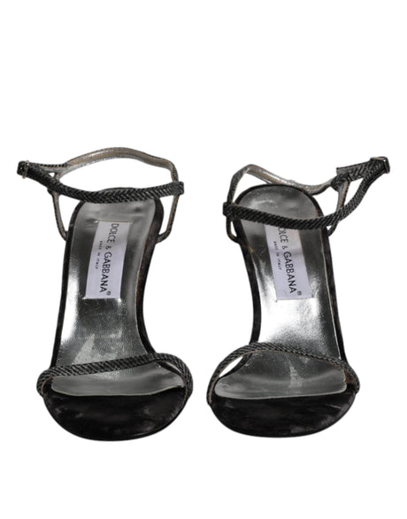 Dolce & Gabbana Black Ankle Strap High Heels Sandals Shoes - Hilstor