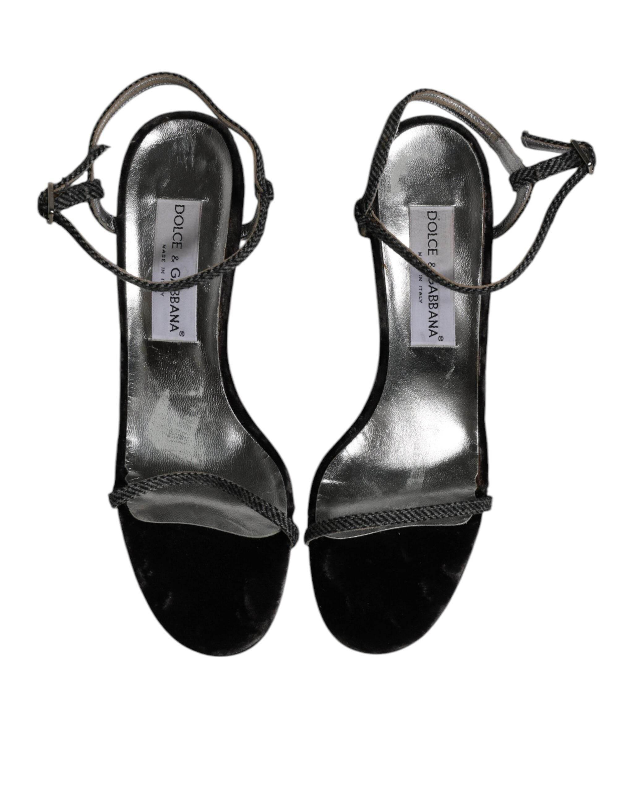 Dolce & Gabbana Black Ankle Strap High Heels Sandals Shoes - Hilstor