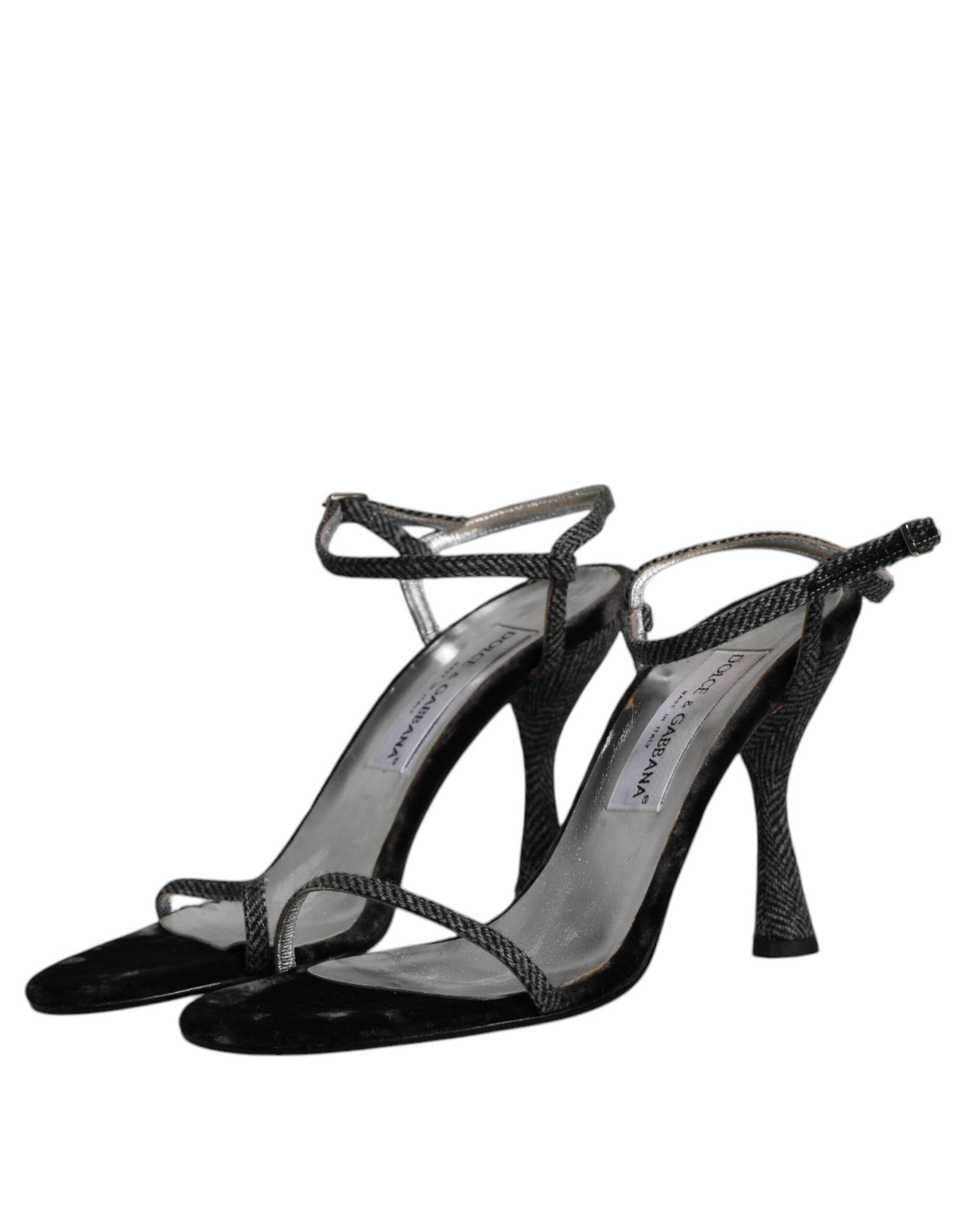 Dolce & Gabbana Black Ankle Strap High Heels Sandals Shoes - Hilstor